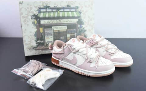 耐克Nike SB Dunk Low”PinkWhite“浅粉米白情人节绑绳SB扣篮系列低帮经典百搭休闲运动板鞋纯原版本 货号:DD1503-118