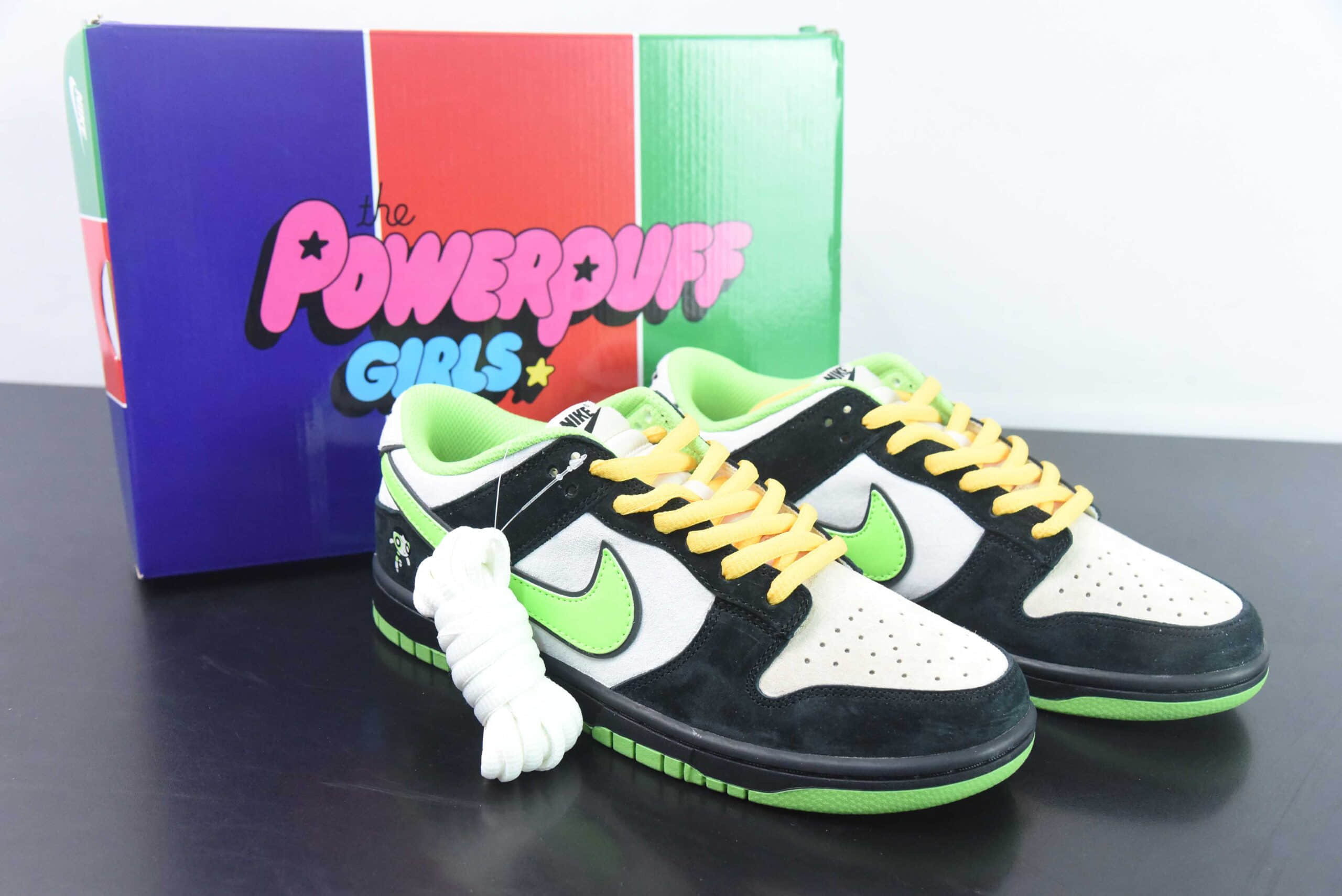 耐克Nike The Powerpuff Girls x Nk Dunk SB Low 飞天小女警联名黑绿 SB低帮休闲板鞋纯原版本 货号:GP5532-063
