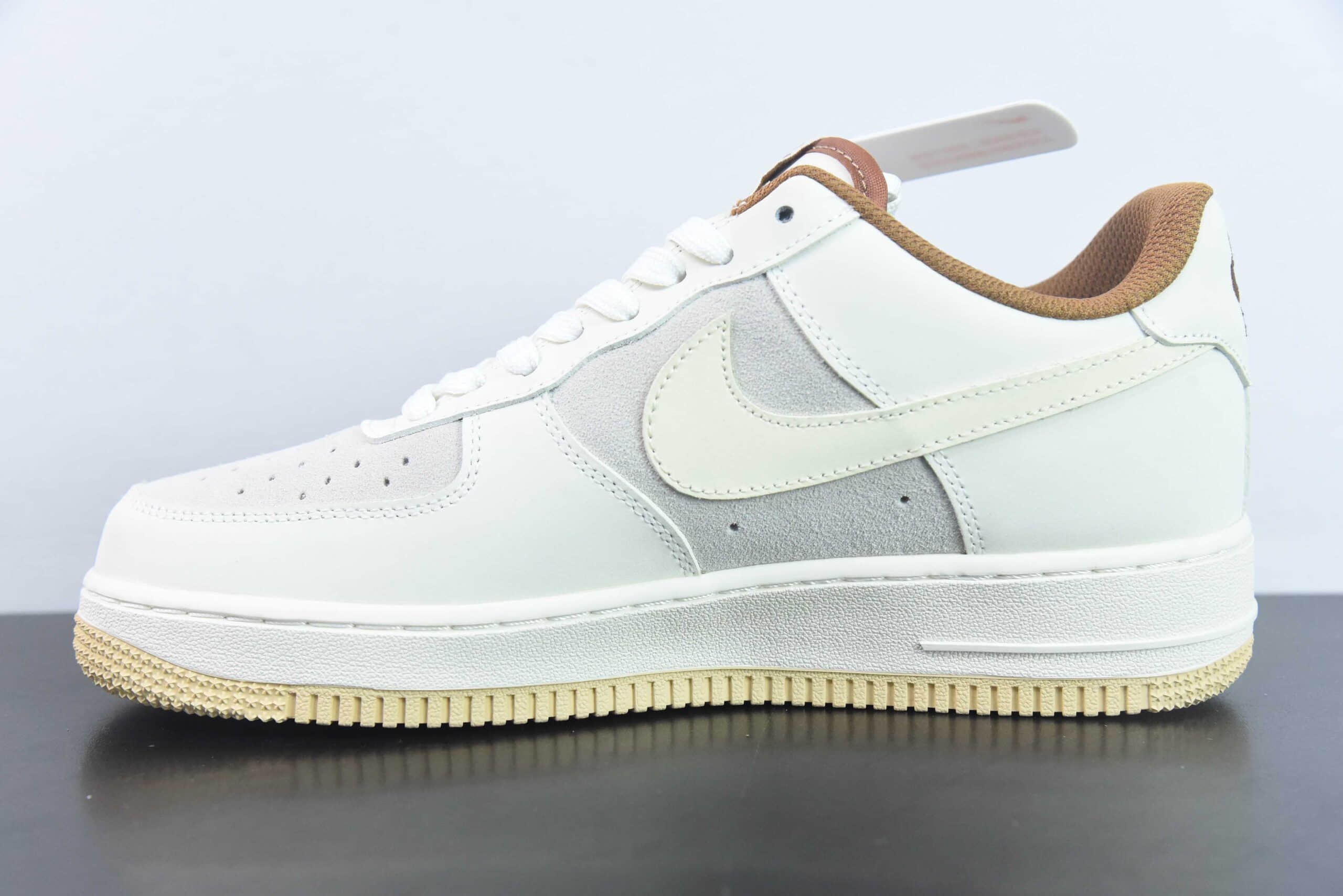 耐克Nike Air Force 1 AF1米白灰白兔年刺绣空军一号低帮休闲板鞋纯原版本 货号:AE3398-668