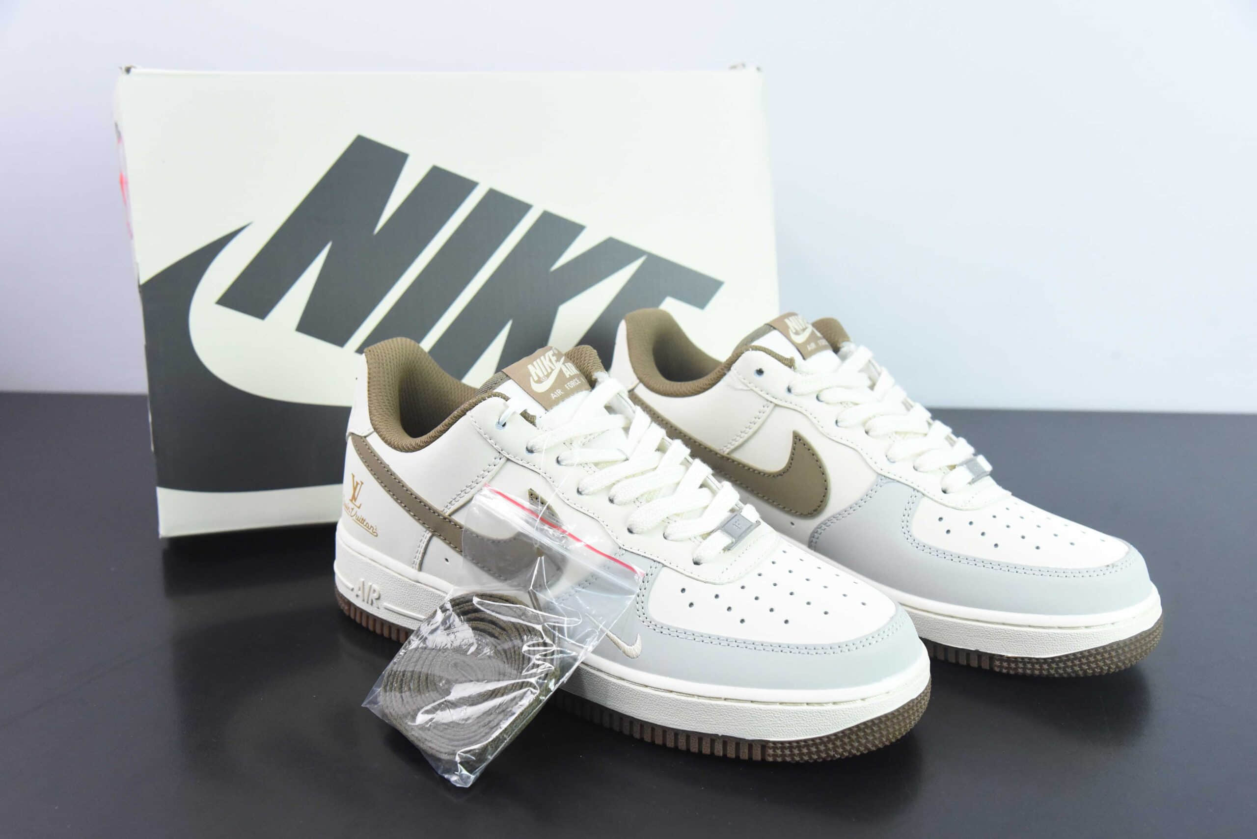 耐克Nike Air Force 1 Low 07 x Louis Vuitton LV联名米黄灰空军一号低帮休闲板鞋纯原版本 货号:BS9055-832
