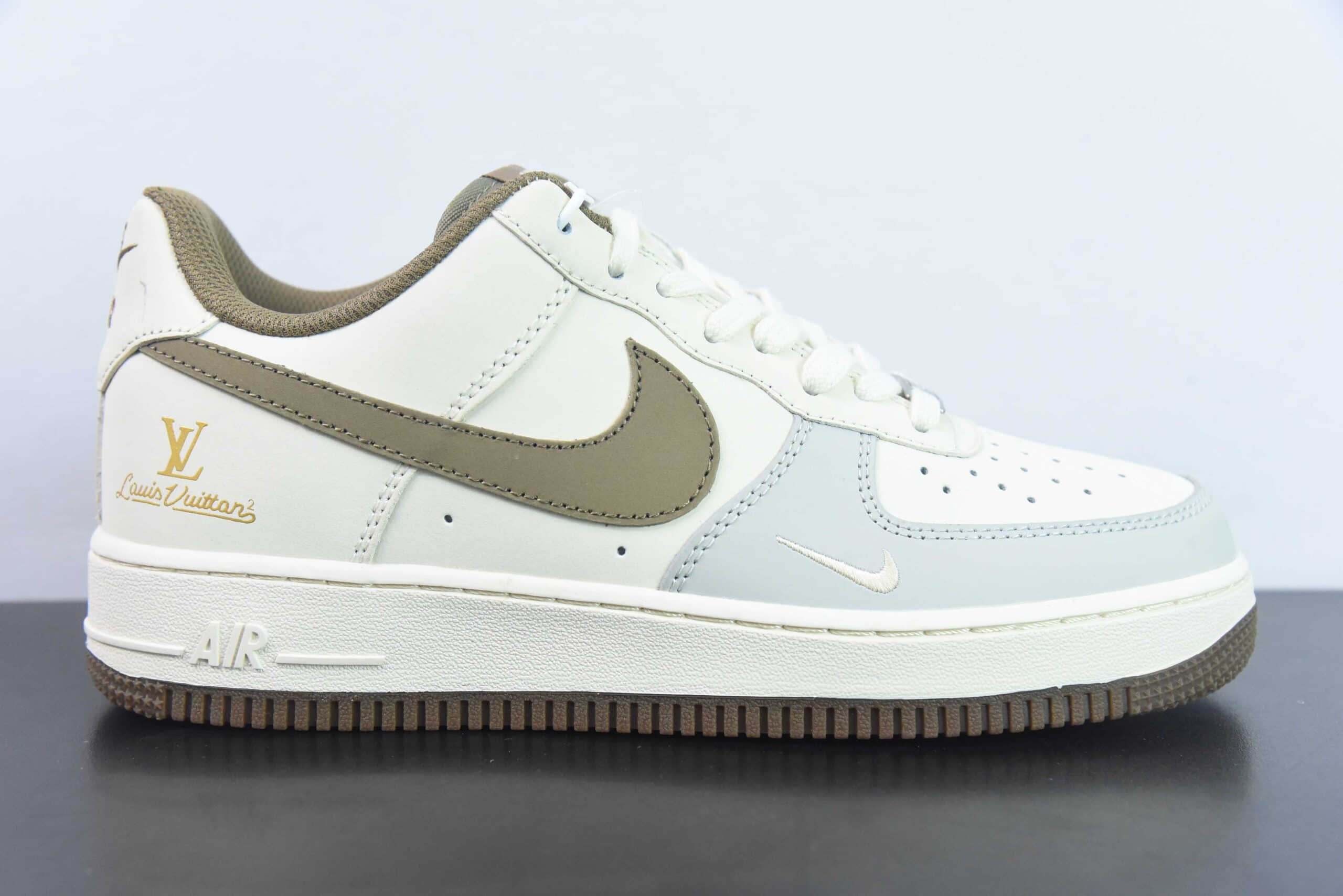 耐克Nike Air Force 1 Low 07 x Louis Vuitton LV联名米黄灰空军一号低帮休闲板鞋纯原版本 货号:BS9055-832