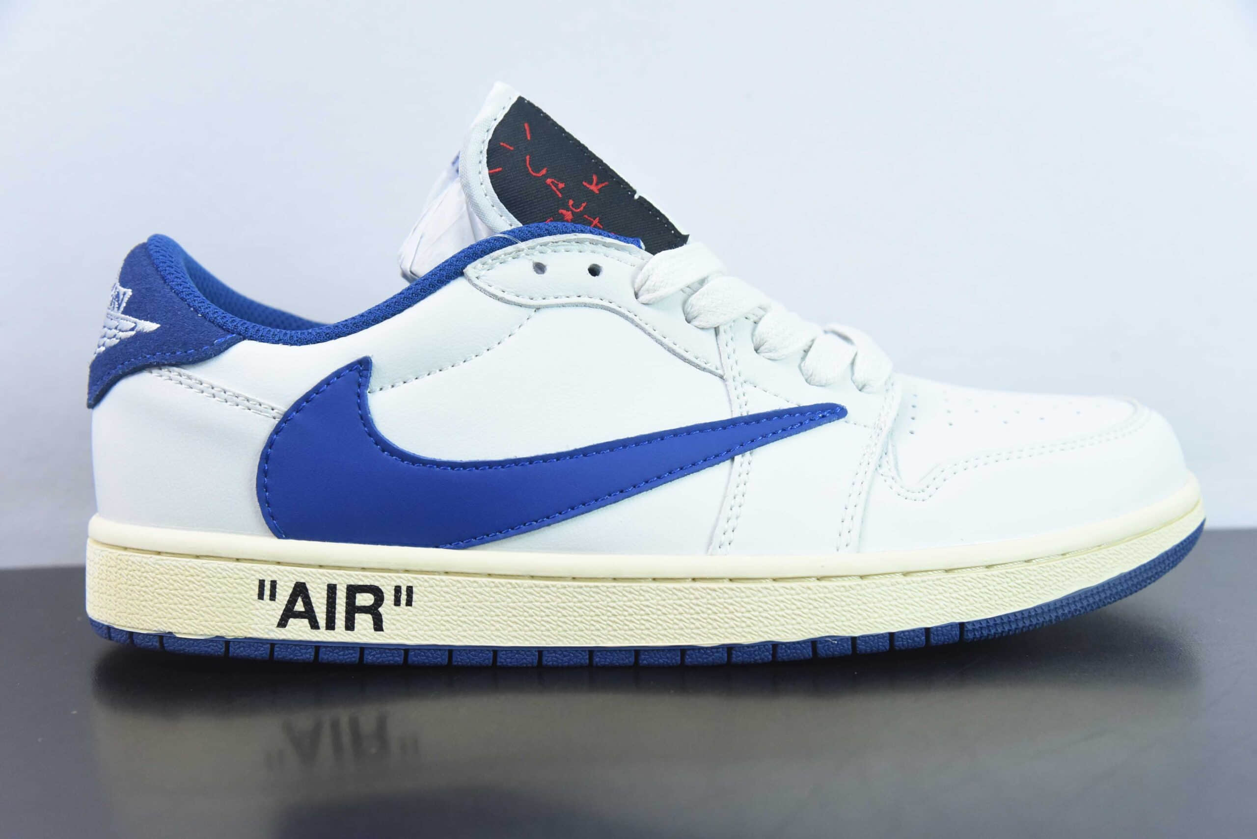 乔丹Air Jordan OFF WHITE x Travis Scott x Nike Air Jordan AJ1 LowTS联名白蓝倒钩 OW三方联名低帮篮球鞋纯原版本 货号:DH7890-111