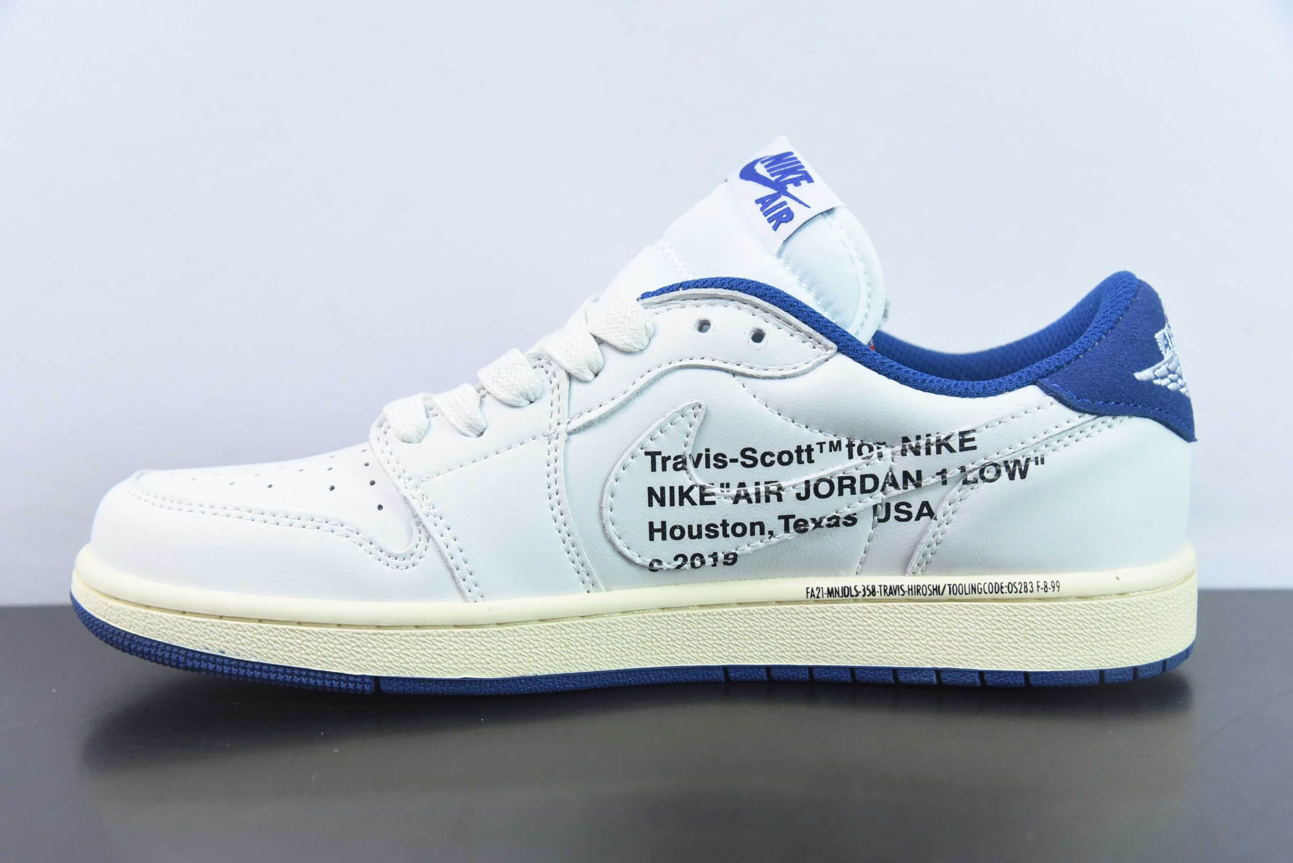 乔丹Air Jordan OFF WHITE x Travis Scott x Nike Air Jordan AJ1 LowTS联名白蓝倒钩 OW三方联名低帮篮球鞋纯原版本 货号:DH7890-111