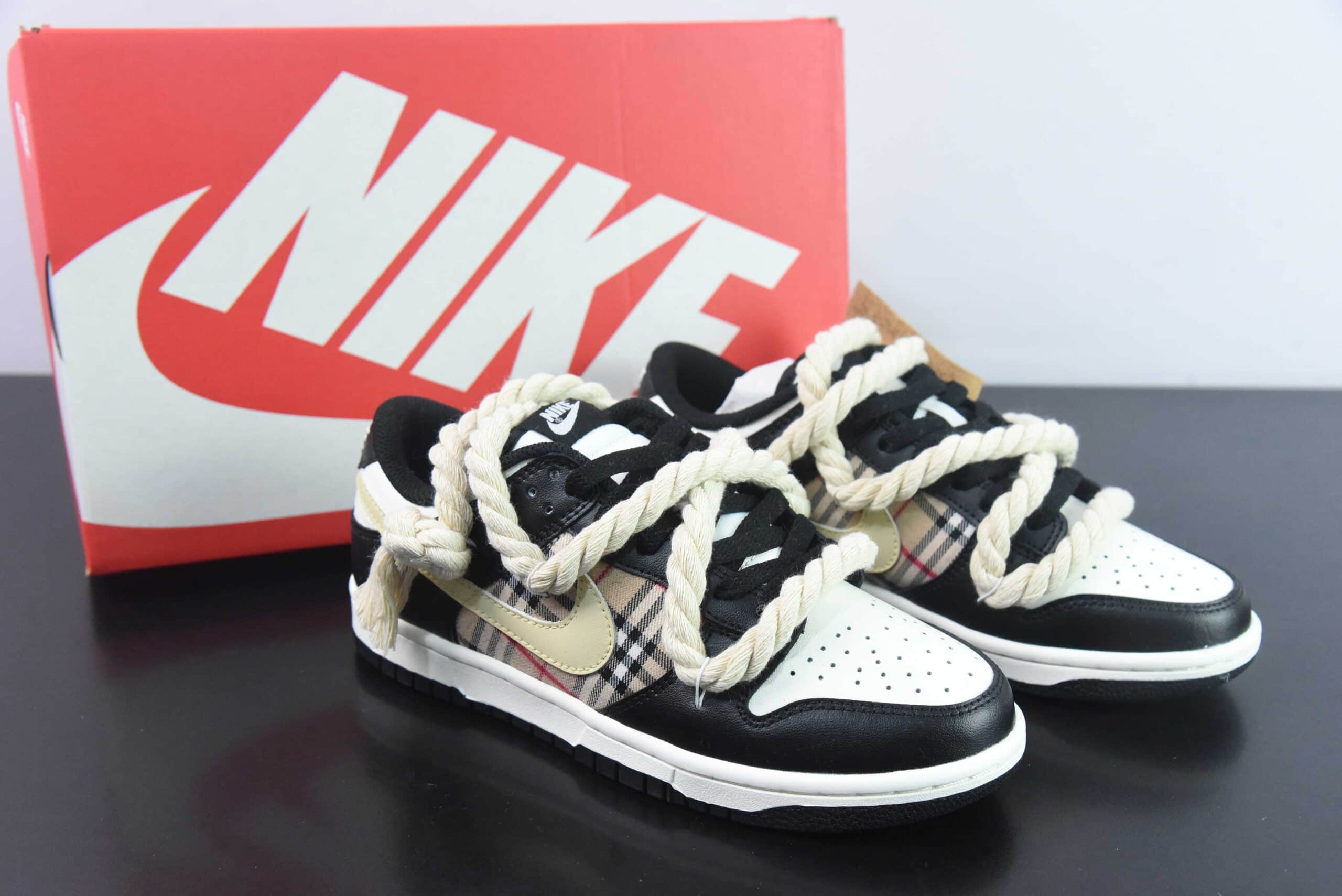 耐克Nike Dunk Low 苏格兰做旧熊猫米黄黑低帮休闲滑板鞋纯原版本 货号:CW1590-100