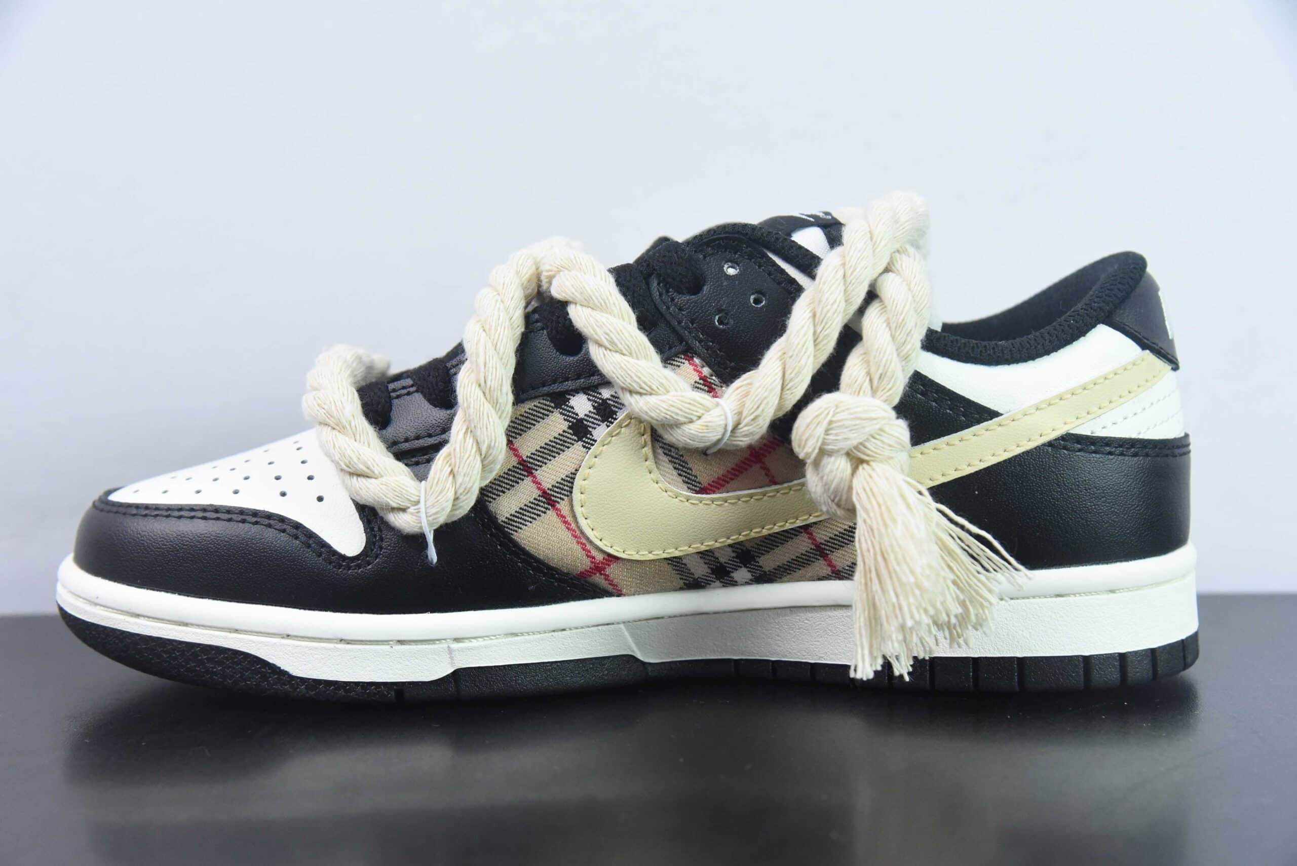 耐克Nike Dunk Low 苏格兰做旧熊猫米黄黑低帮休闲滑板鞋纯原版本 货号:CW1590-100