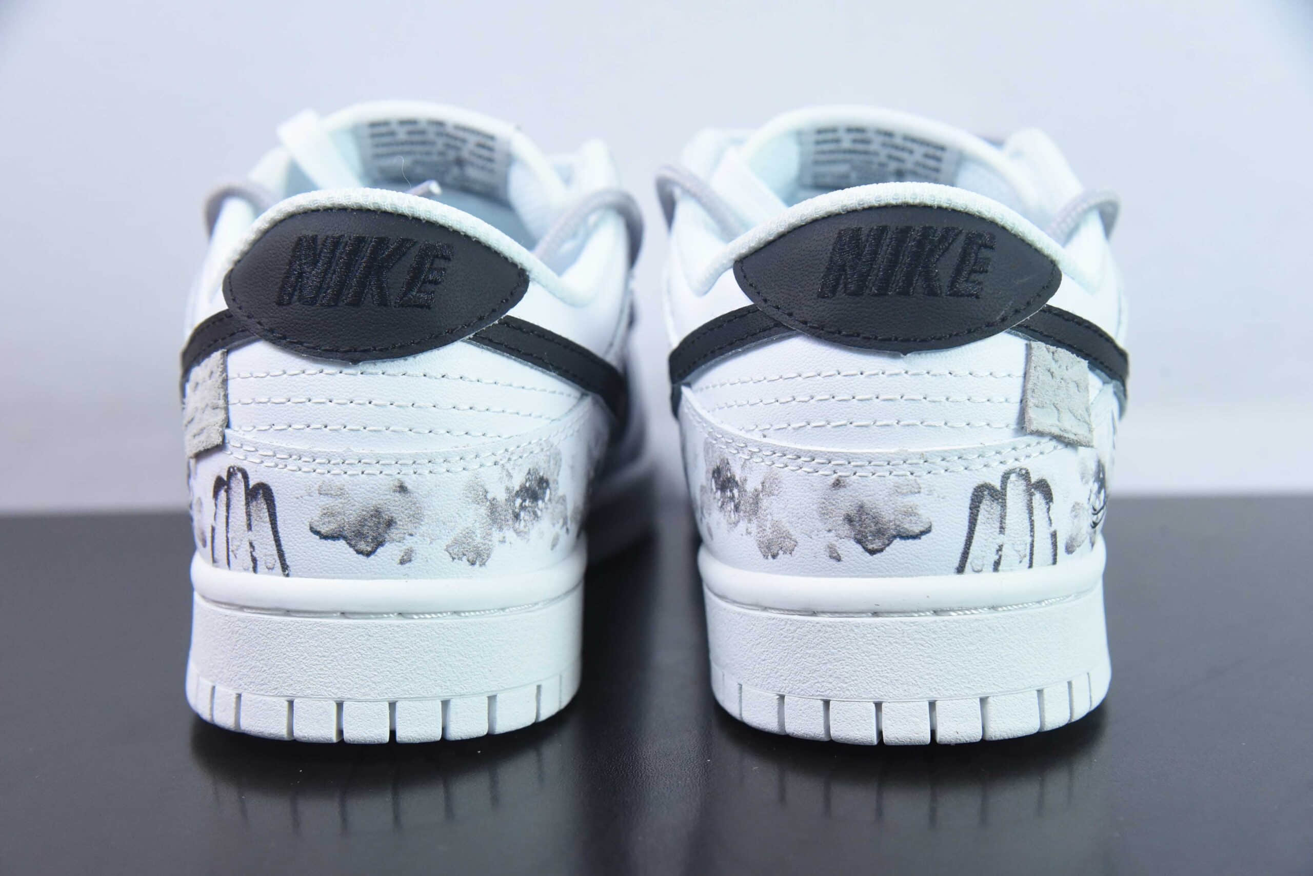 耐克Nike Dunk Low 中国风水墨丹青黑白灰达芬奇定制SB绑带低帮休闲板鞋纯原版本 货号：DD1503-109