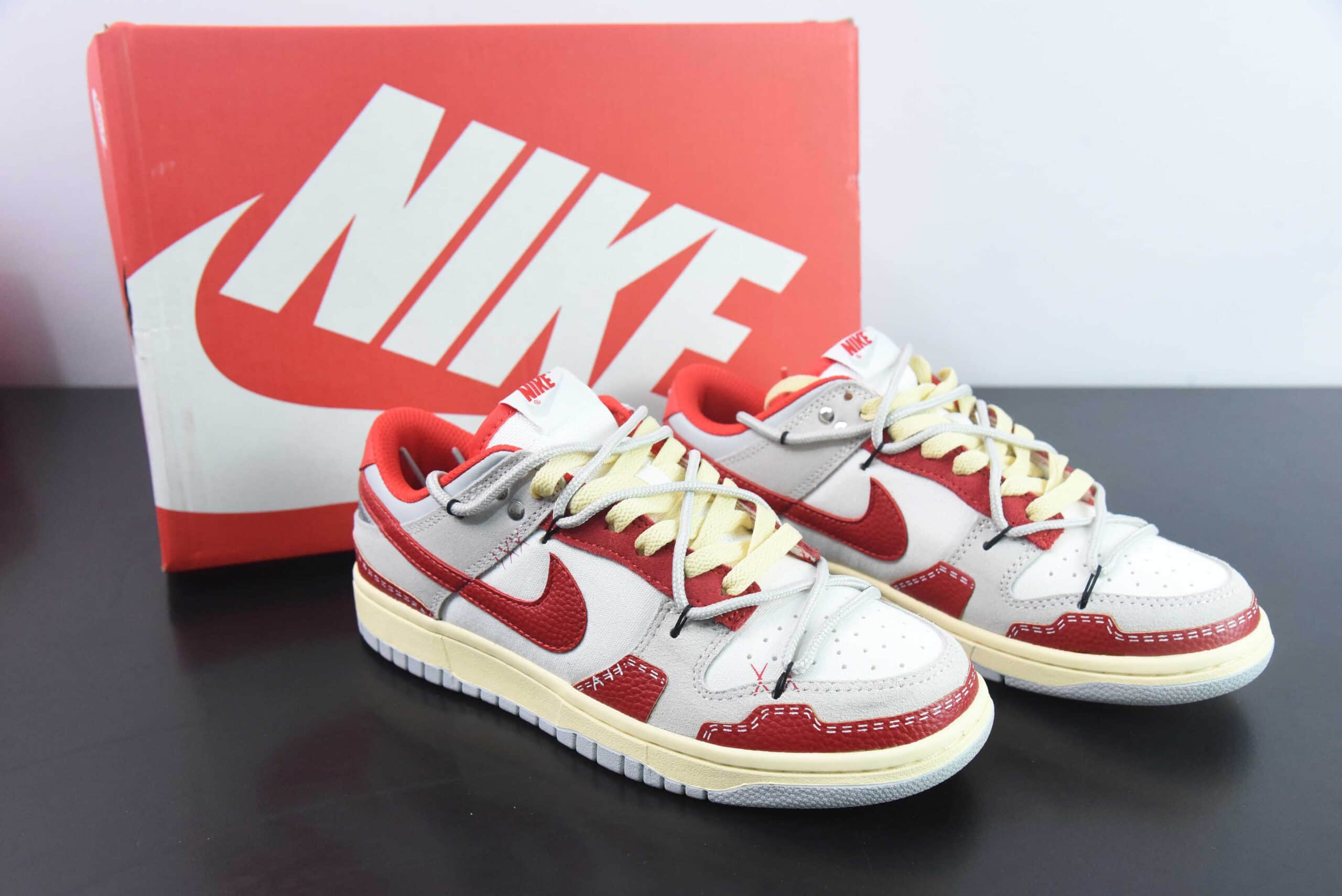 耐克Nike Dunk Low Year of the Dragon 龙年限定主题白灰红 SB绑带低帮休闲板鞋纯原版本 货号: FJ5429-133