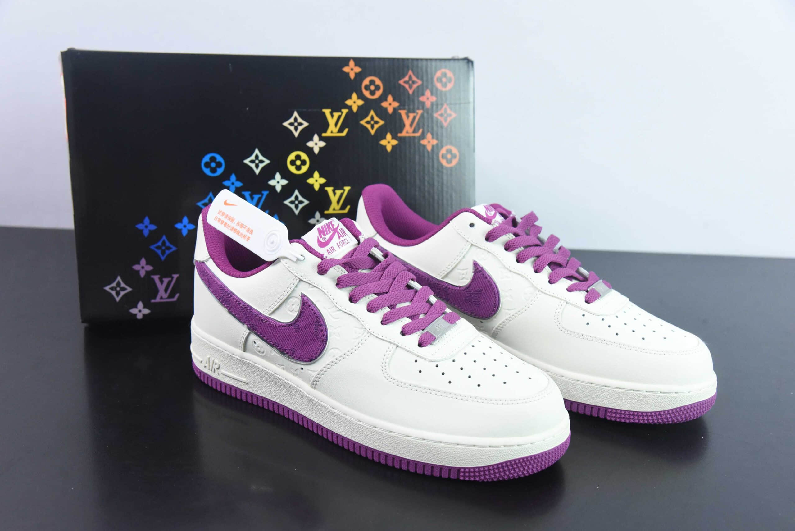 耐克Nike Air Force 1'07 Low LV联名印花紫空军一号低帮休闲板鞋纯原版本 货号: LV0506-066
