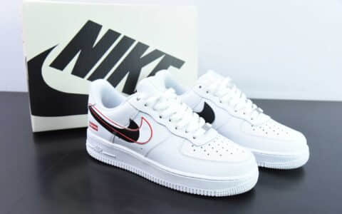 耐克Nike Air Force 1 AF1白黑红双钩SUP印花空军一号低帮休闲板鞋纯原版本 货号:CU9225-100