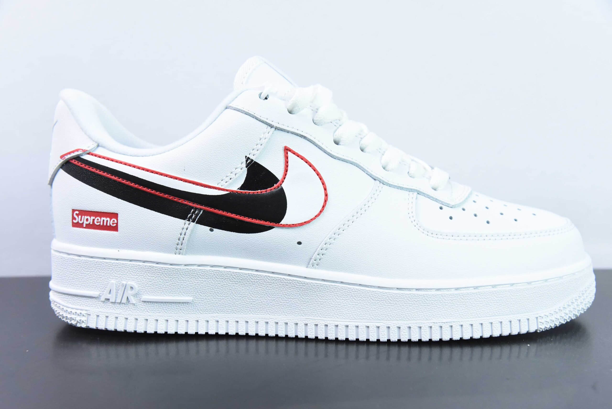 耐克Nike Air Force 1 AF1白黑红双钩SUP印花空军一号低帮休闲板鞋纯原版本 货号:CU9225-100