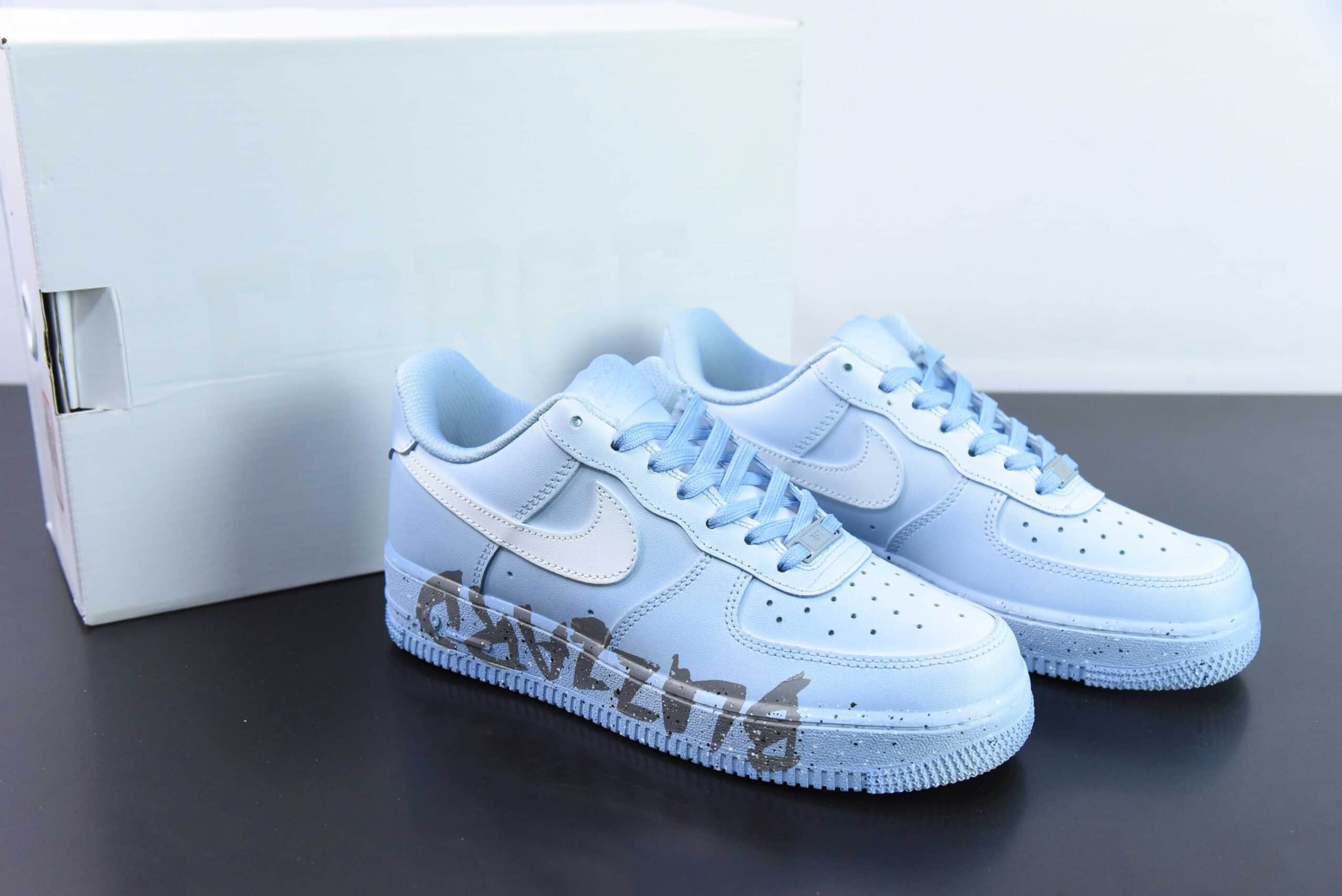 耐克Nike Air Force 1 Low 做旧冰蓝暴风雪废土鸳鸯字体空军一号低帮运动休闲板鞋纯原版本 货号:315122-112