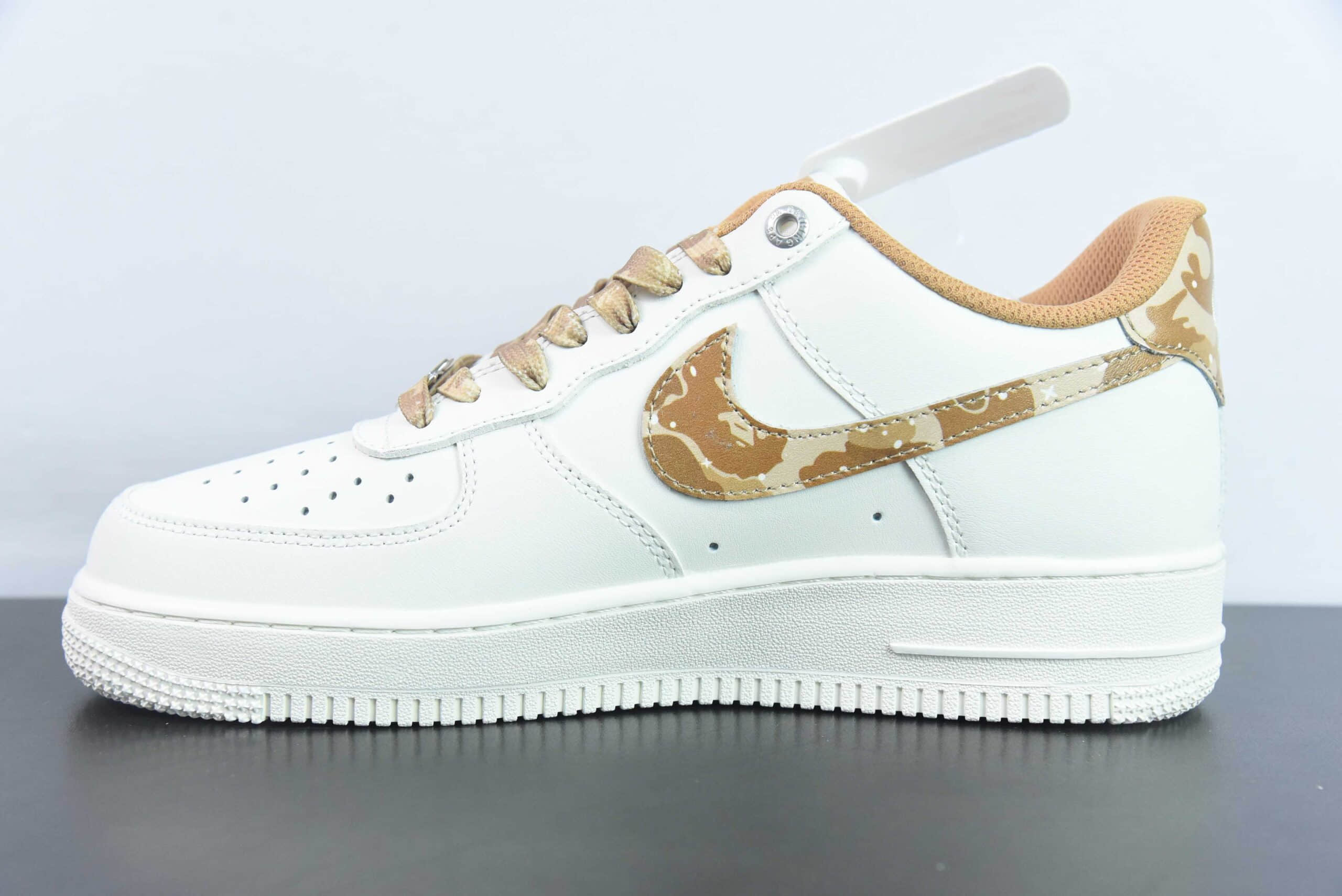耐克Nike Air Force 1 Low 07 x BAPE联名款白棕迷彩勾空军一号低帮休闲板鞋纯原版本 货号:PF9055-762