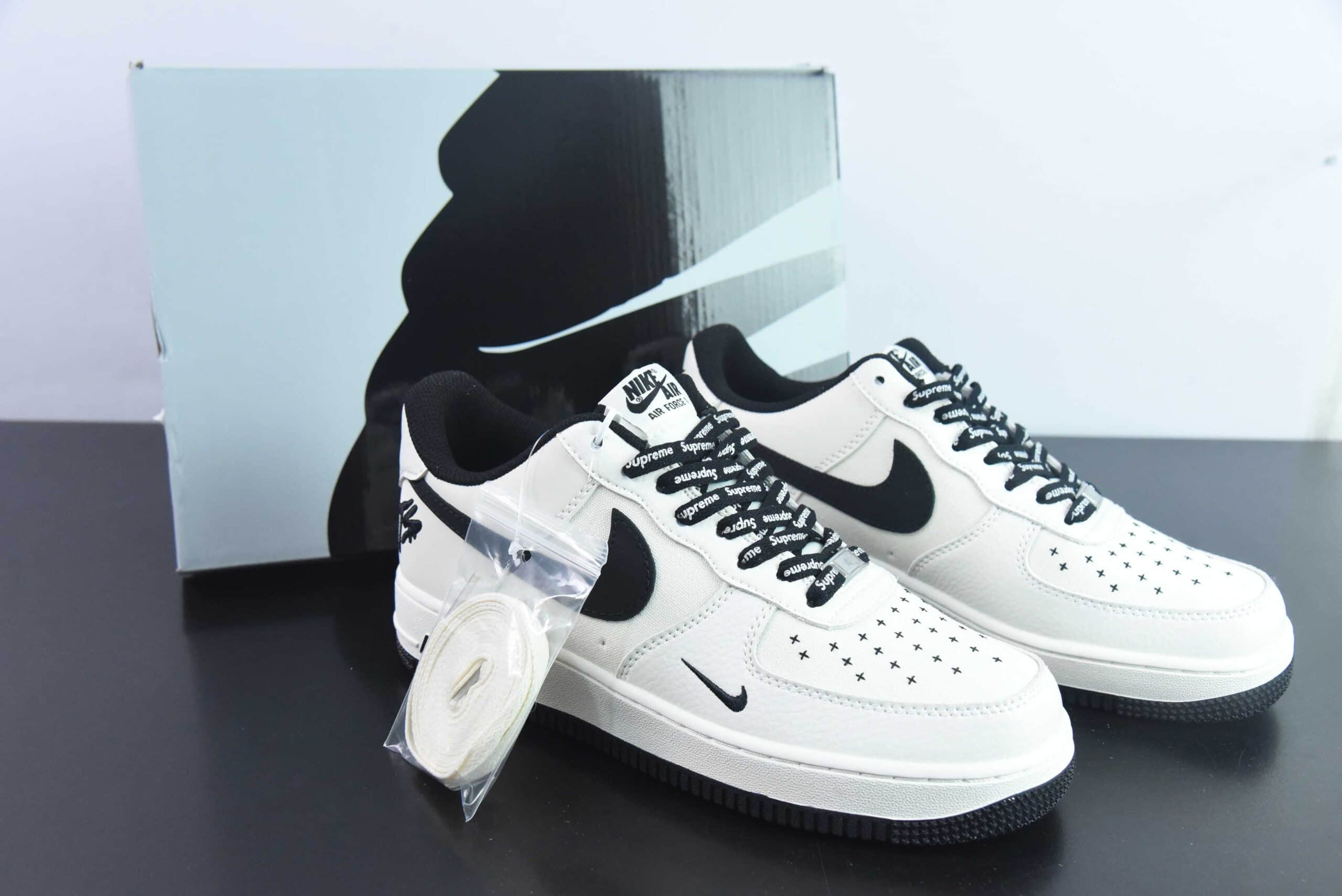 耐克Nike Fat Joe x Nike Air Force 1 Low”Terror Squad“拼接米白黑TS刺绣空军一号经典低帮百搭休闲运动板鞋纯原版本 货号：PF9055-754