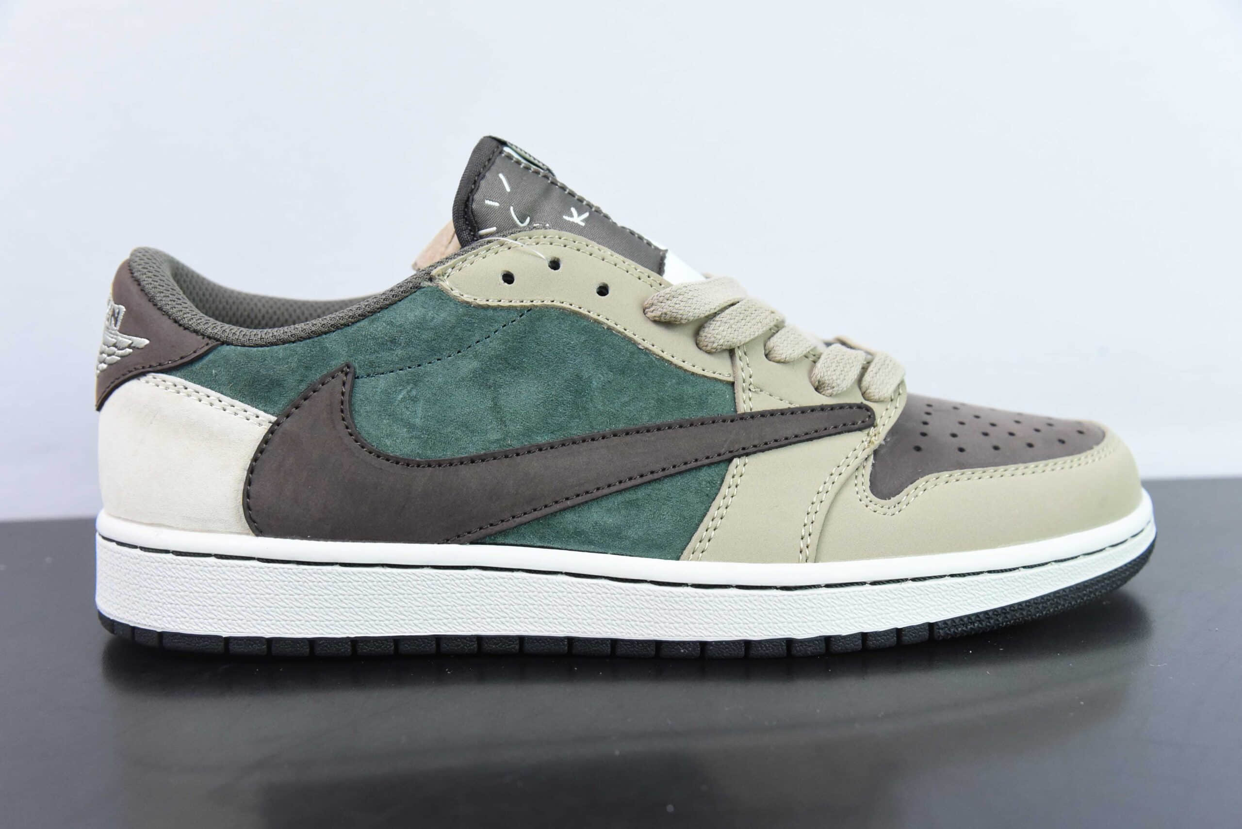乔丹Air Jordan Fragment x Travis Scott x Air Jordan 1 LowAJ1三方联名绿棕倒钩低帮复古文化篮球鞋纯原版本 货号:DM7866-817