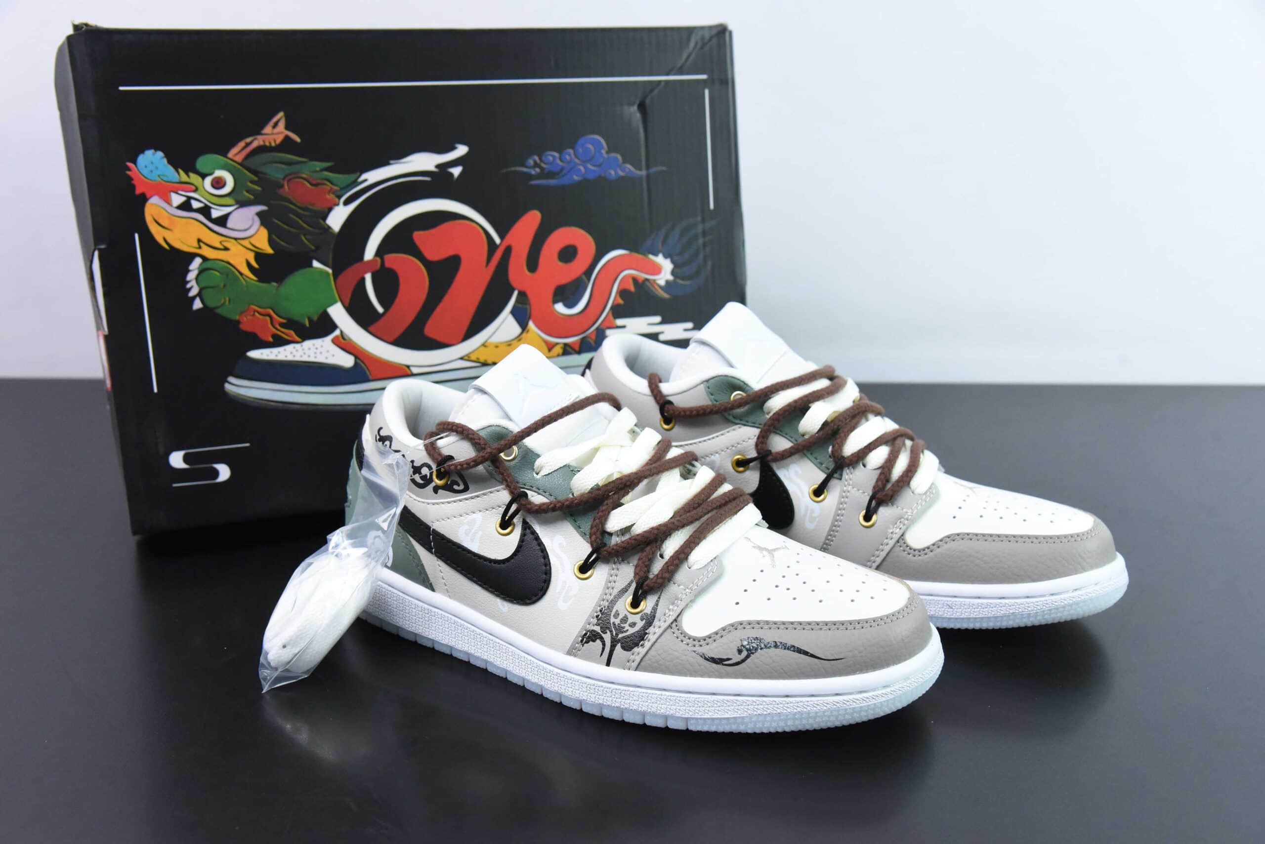乔丹Air Jordan 1 Low PhilippinesAJ1解构抽绳白灰绿低帮文化篮球鞋纯原版本 货号：FN8901-164 