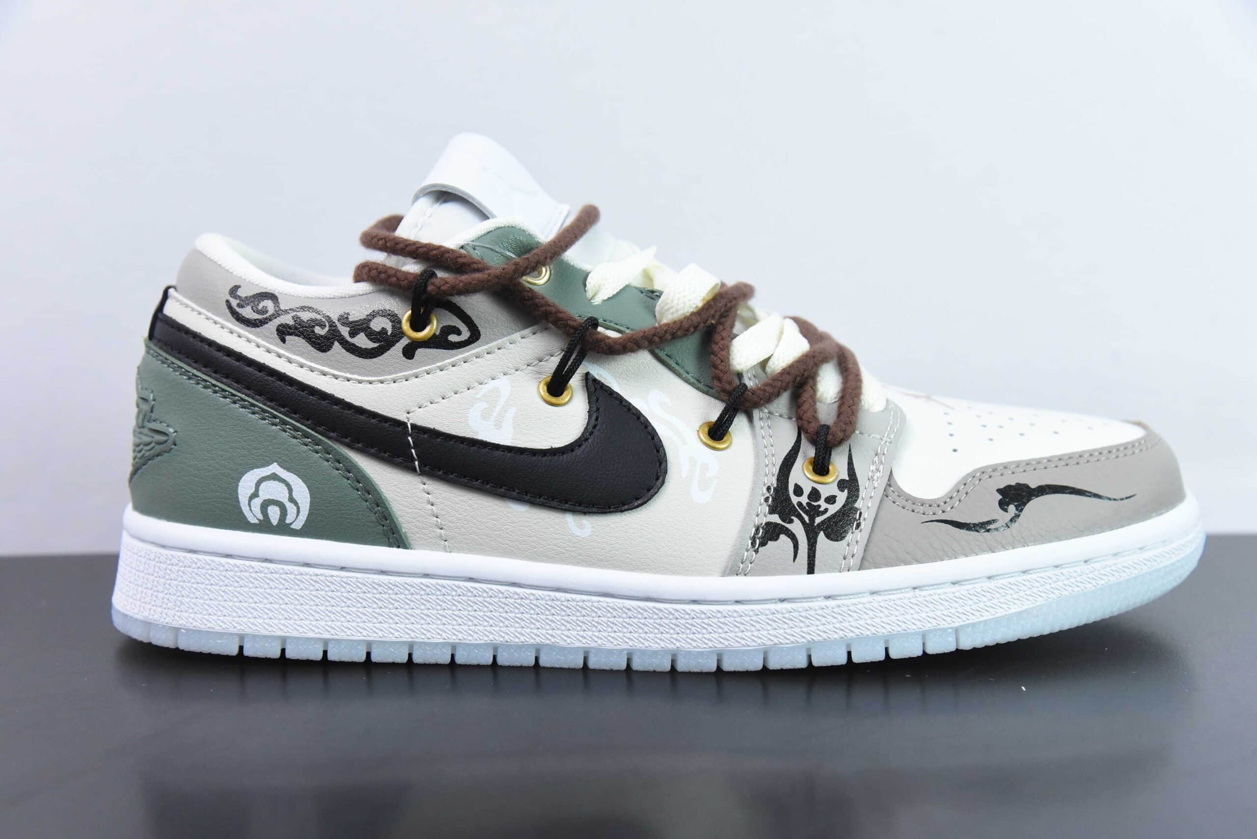 乔丹Air Jordan 1 Low PhilippinesAJ1解构抽绳白灰绿低帮文化篮球鞋纯原版本 货号：FN8901-164 