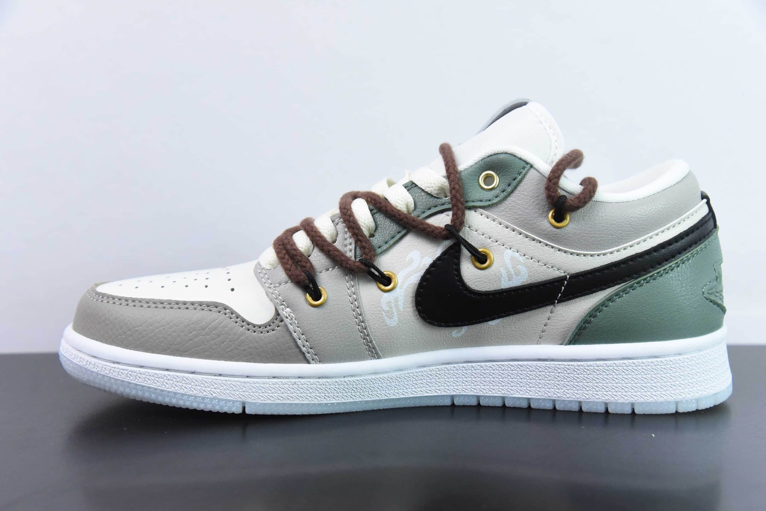 乔丹Air Jordan 1 Low PhilippinesAJ1解构抽绳白灰绿低帮文化篮球鞋纯原版本 货号：FN8901-164 