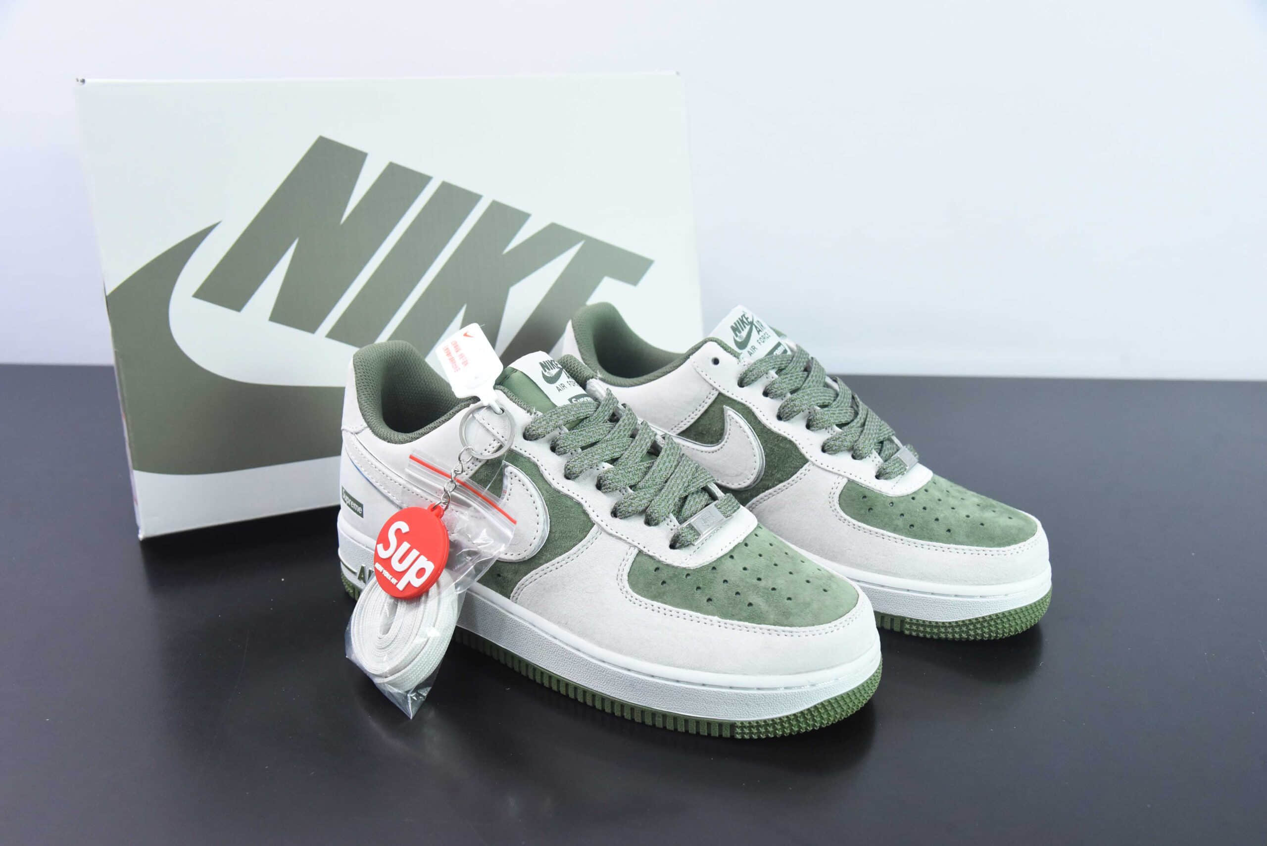耐克Nike Air Force 1 AF1浅灰绿 SUP联名印花空军一号低帮休闲板鞋纯原版本 货号:ME2392-106
