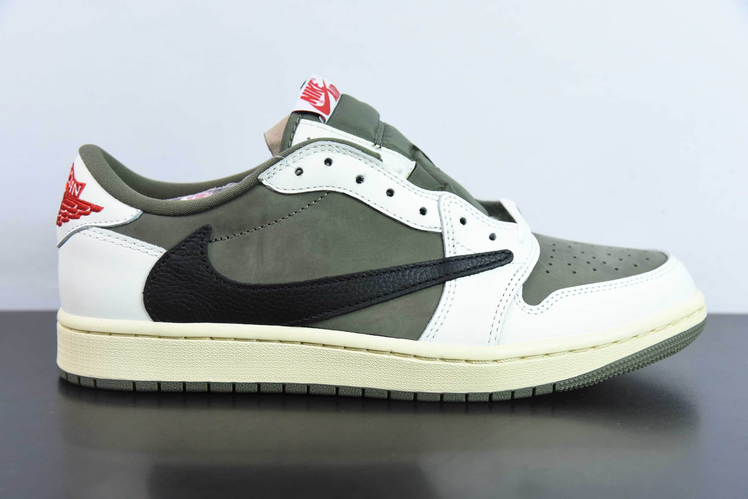 乔丹Travis Scott x Air Jordan AJ1 Low OG SP TS联名军绿倒钩7.0低帮复古文化篮球鞋纯原版本 货号：DM7866-200 