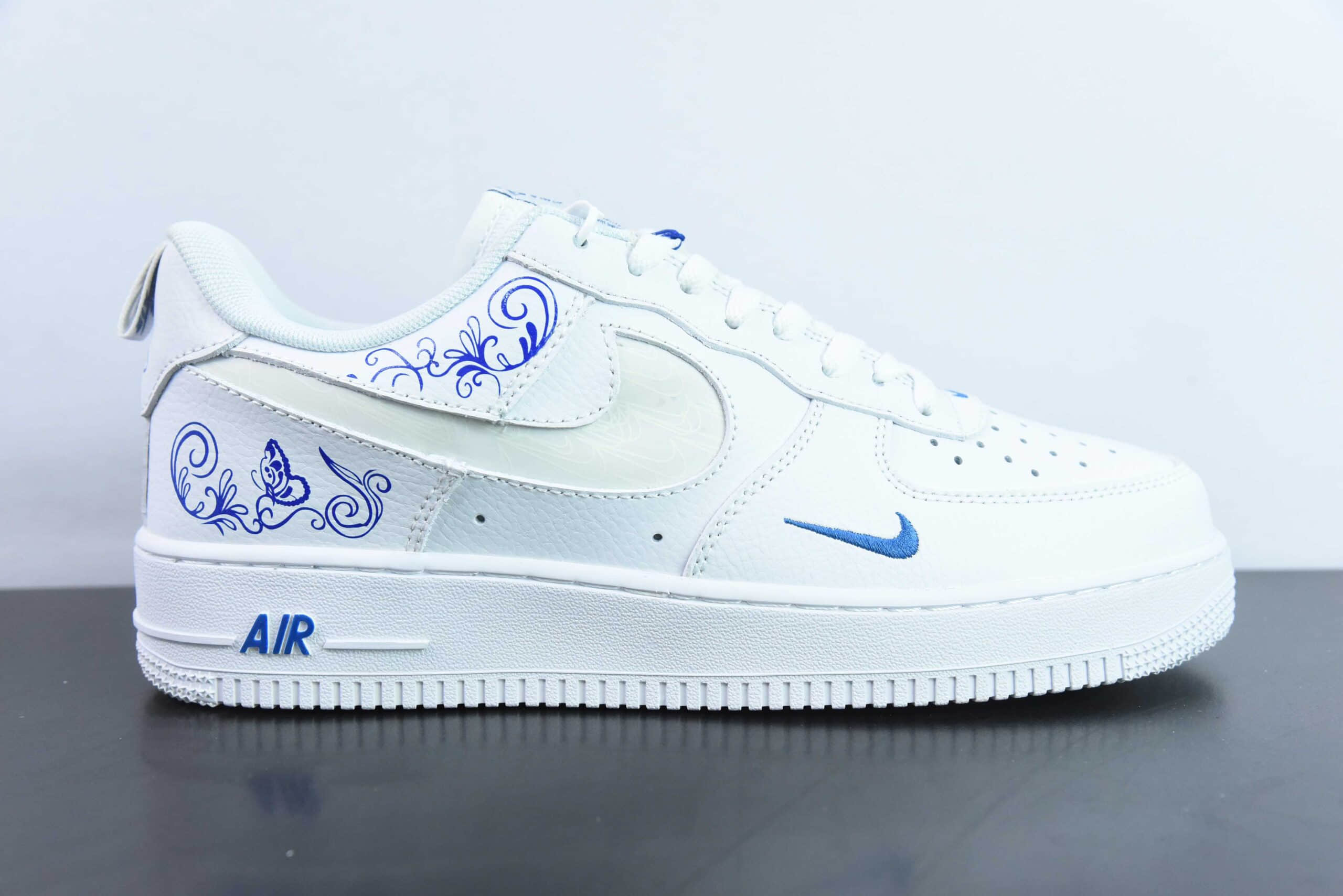耐克Nike Air Force 1 AF1 白蓝青花瓷印花刺绣空军一号低帮休闲板鞋纯原版本 货号:FB8971-100