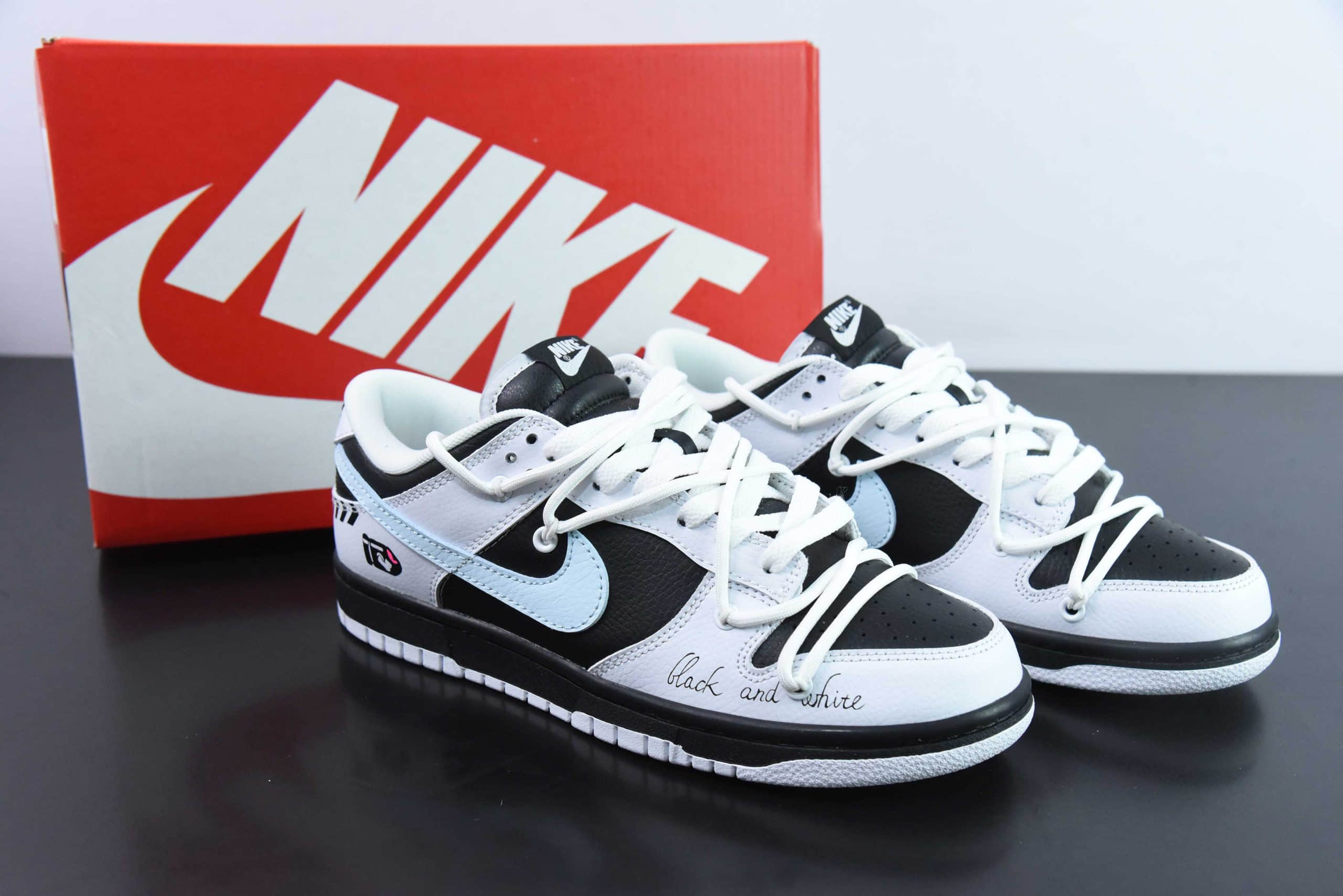 耐克Nike Dunk Low Reverse Panda 极速赛车黑白熊猫涂鸦撞色SB绑带低帮休闲板鞋纯原版本 货号:FD9064-011