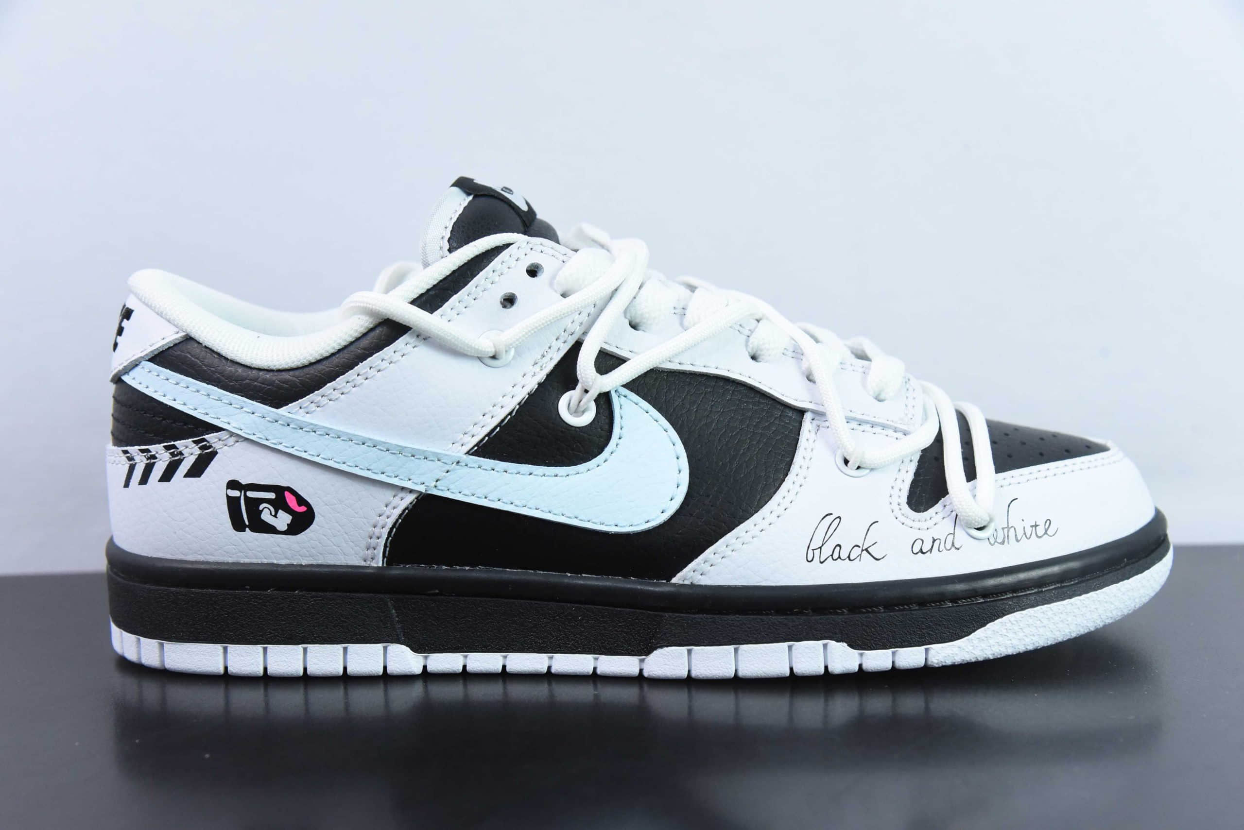 耐克Nike Dunk Low Reverse Panda 极速赛车黑白熊猫涂鸦撞色SB绑带低帮休闲板鞋纯原版本 货号:FD9064-011