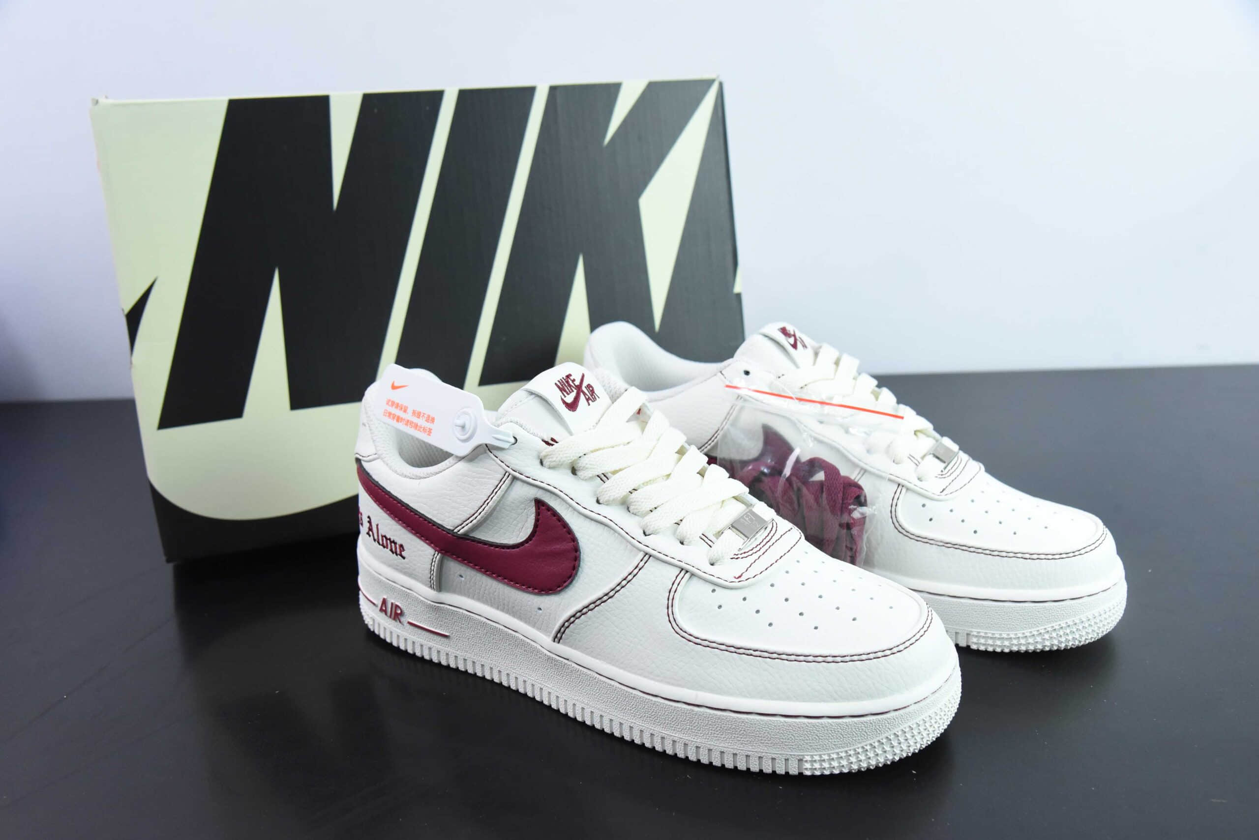 耐克Nike Vlone x Nk Air Force 1'07 Low 联名酒红空军一号低帮休闲板鞋纯原版本 货号:AA5360-010