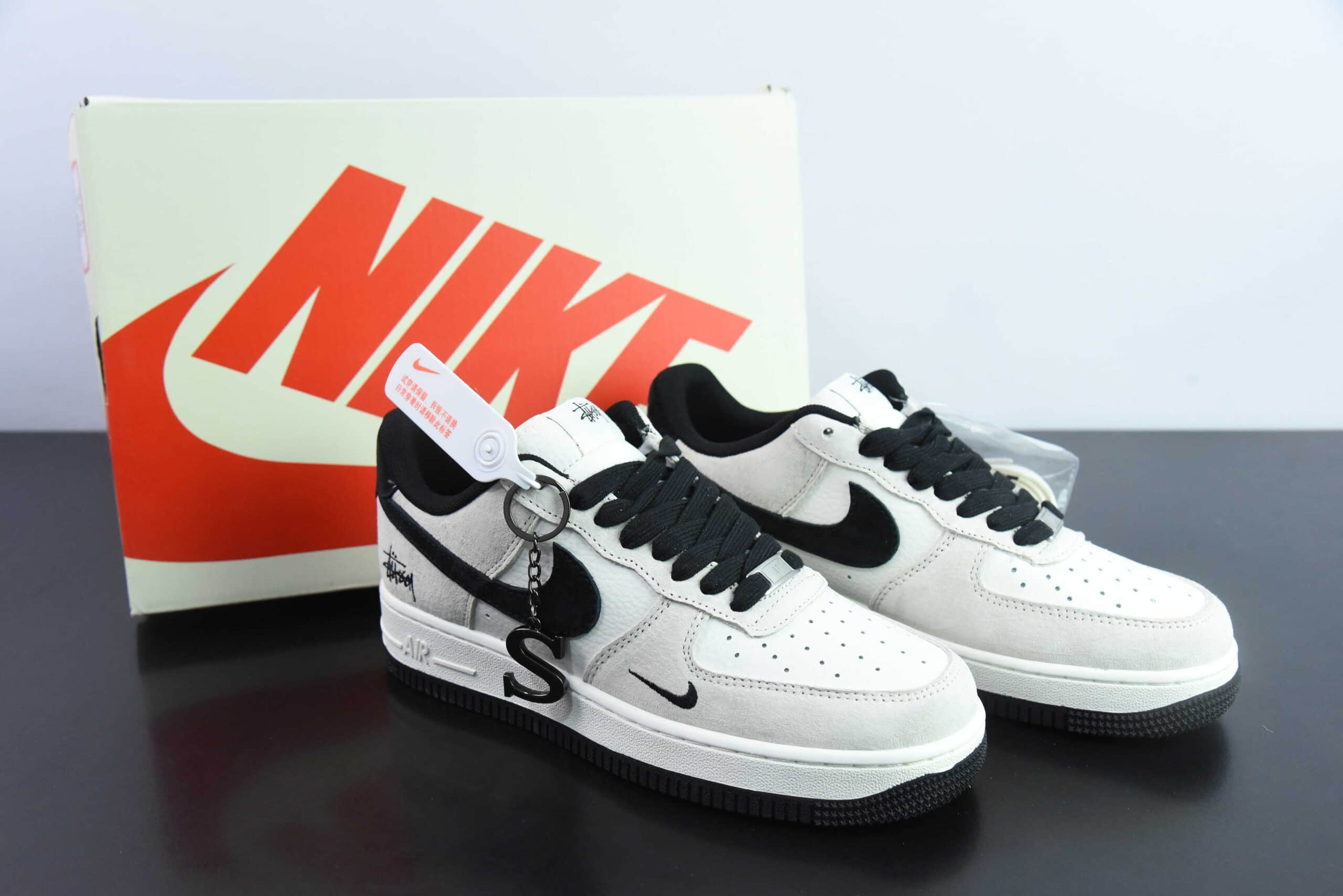 耐克NIke Air Force 1 '07 Low “斯图西联名米灰黑猪八”空军一号低帮休闲板鞋纯原版本 货号:HD1968-012