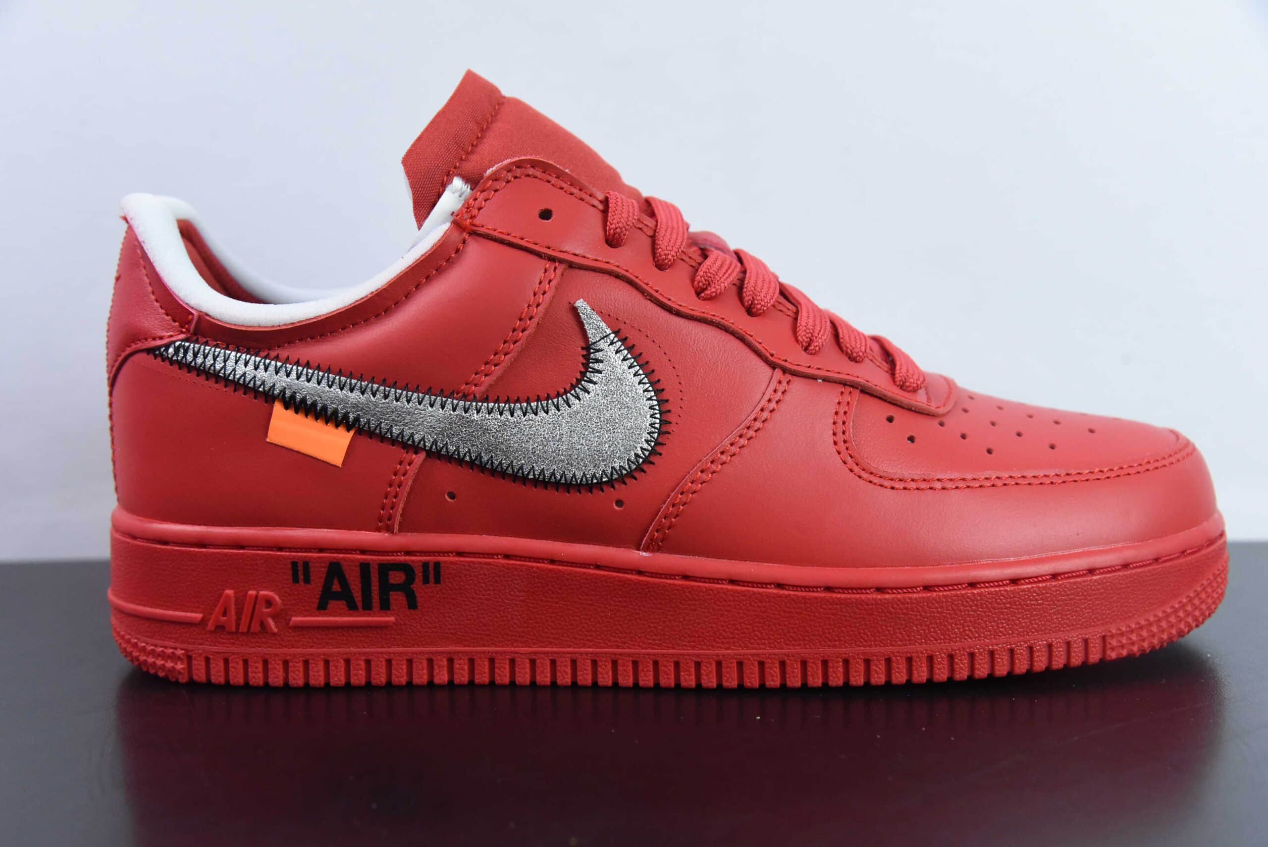 耐克Nike Off-White x NK Air Force 1 Red OW联名大红色艺术馆空军一号低帮休闲板鞋纯原版本 货号:AO4297-600