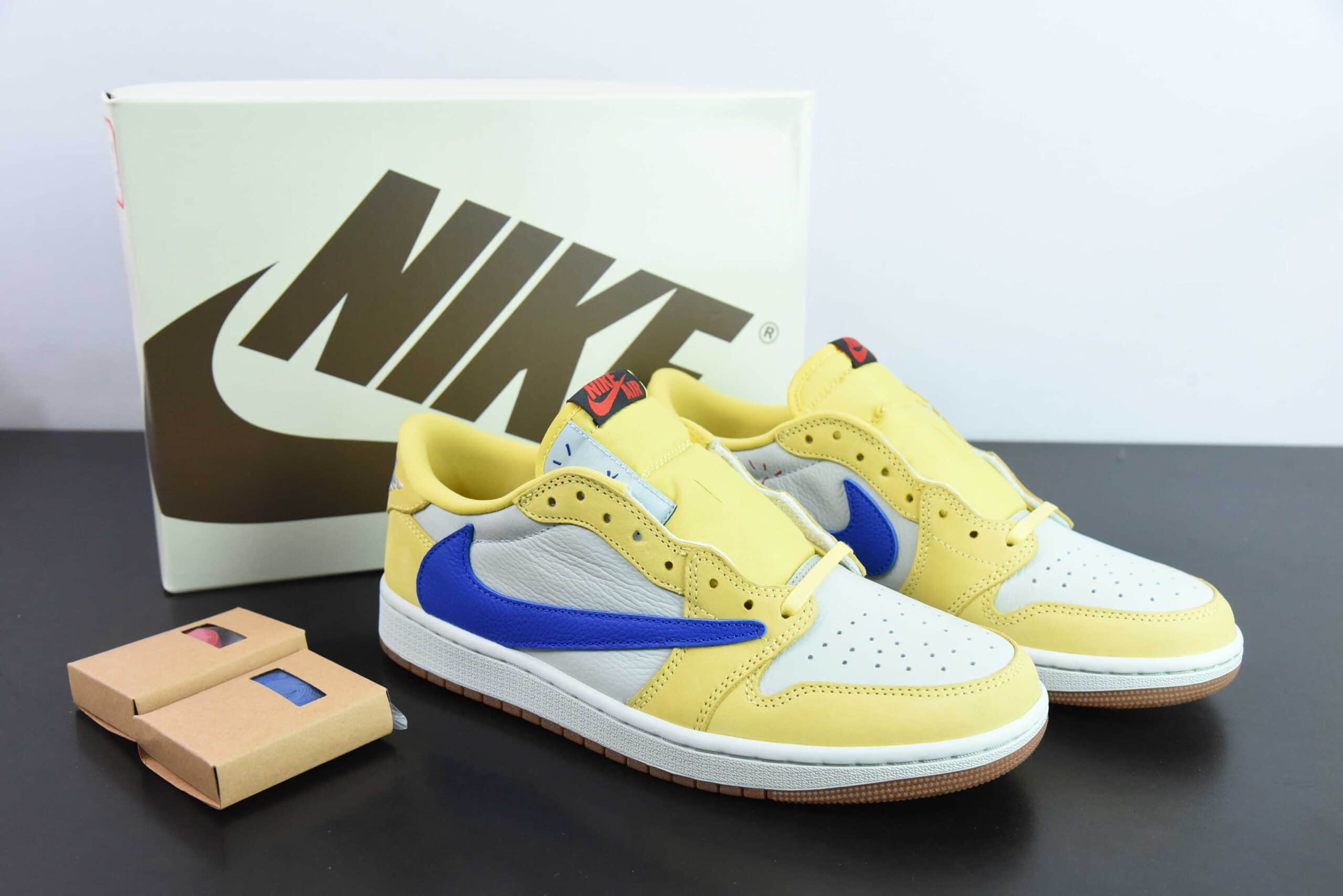 乔丹Travis Scott x Air Jordan AJ1 Low OG SP TS联名黄蓝倒钩8.0低帮文化篮球鞋纯原版本 货号:DZ4137-700