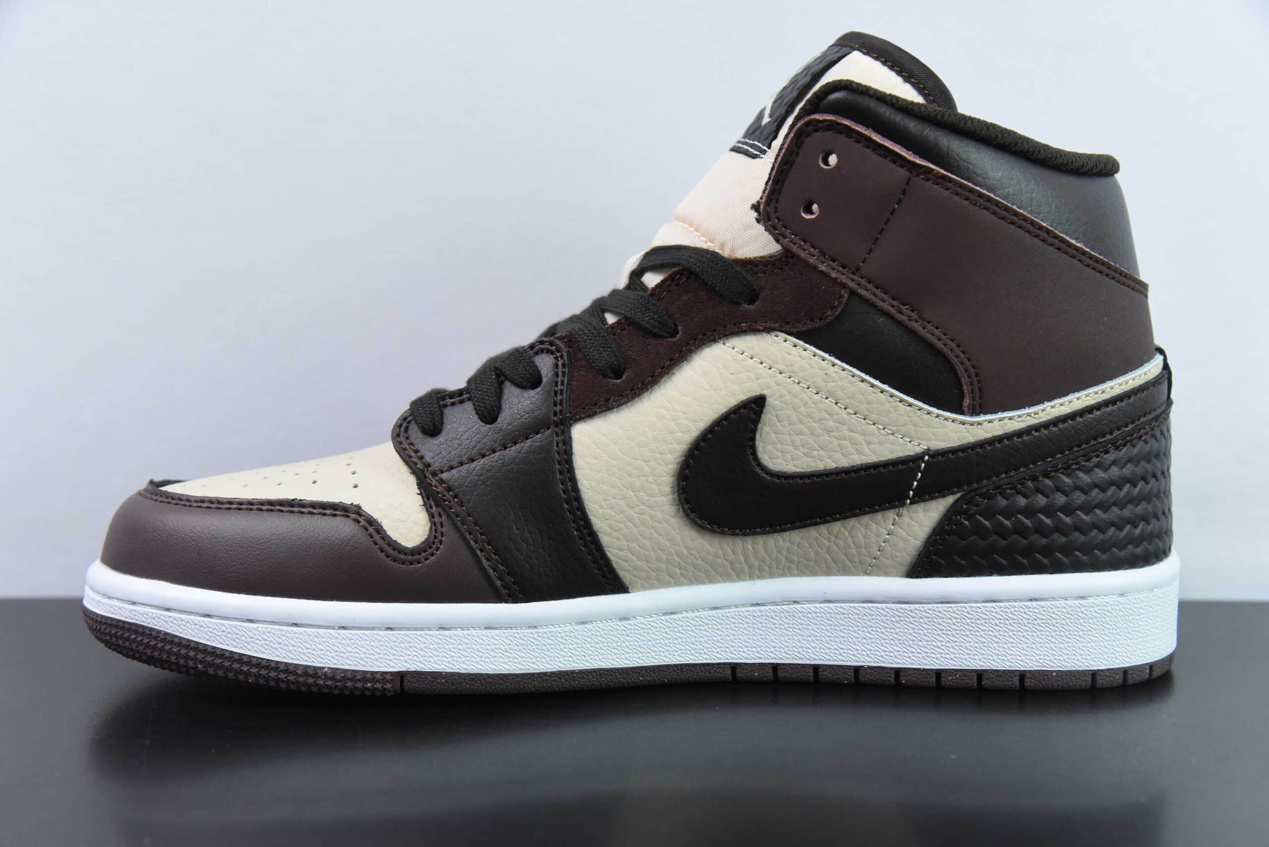 乔丹Air Jordan 1 Mid AJ1米黑棕中邦文化休闲板鞋纯原版本 货号：FZ4359-200