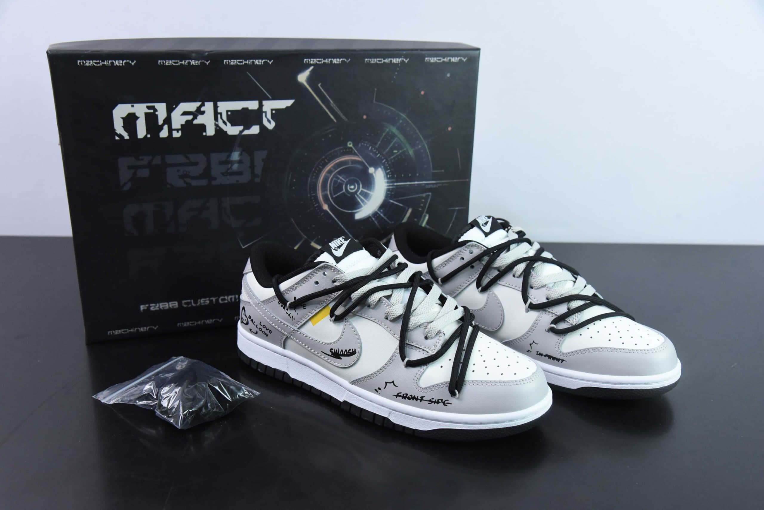 耐克Nike SB Dunk Low 黑灰机能涂鸦心情解构麻绳鞋带SB低帮休闲滑板鞋纯原版本 货号: DD1391-100