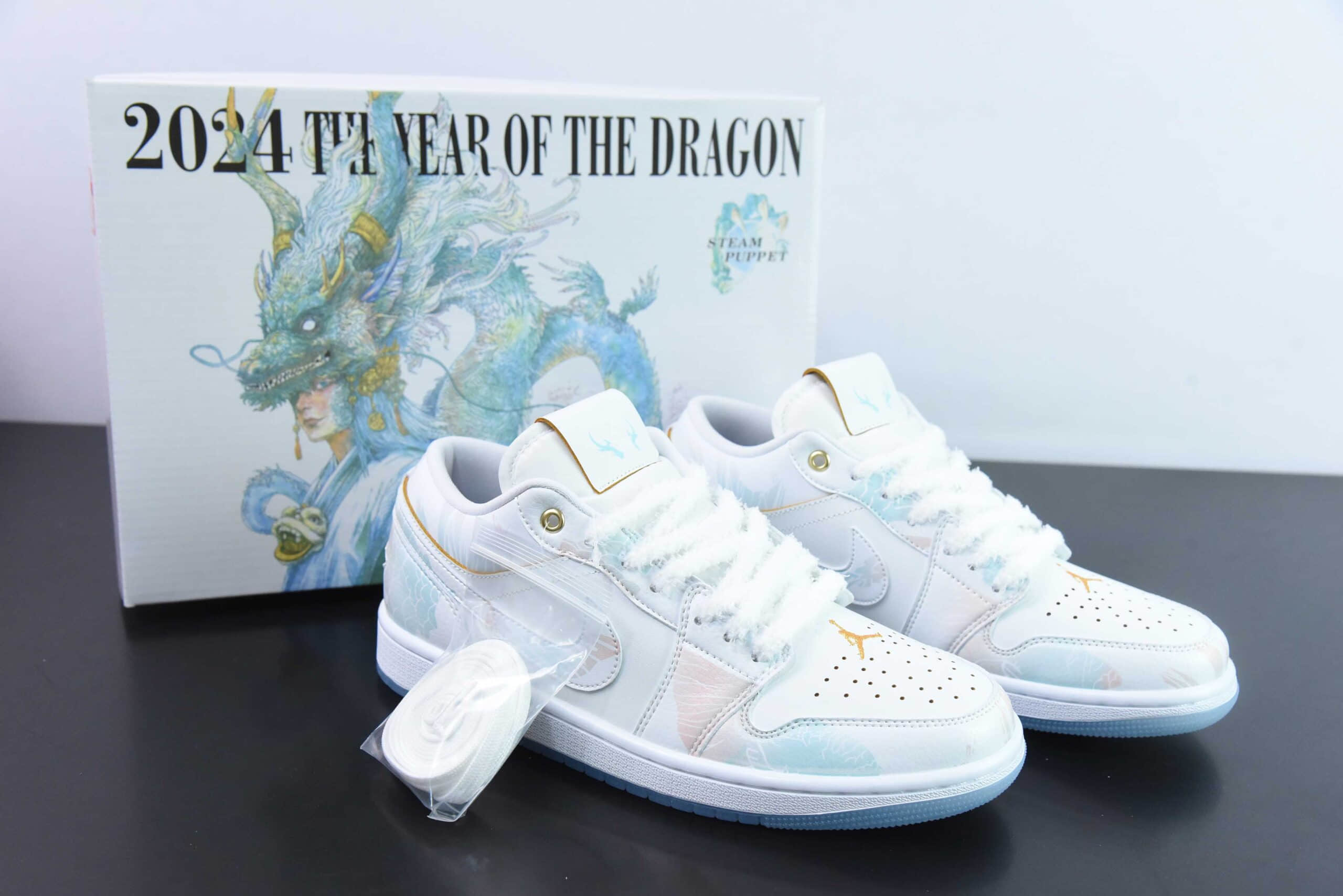 乔丹Air Jordan AJ1 Low CNY蒸汽木偶龙年限定青帘烟雨低帮复古文化篮球鞋纯原版本 货号：FN8901-164