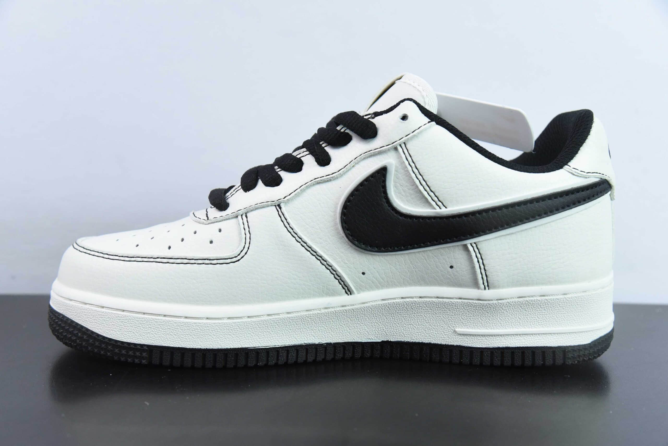 耐克Nike Air Force 1 Low 07 x Balenciaga 巴黎世家联名米白黑三钩空军一号低帮休闲板鞋纯原版本 货号:FR0538-090