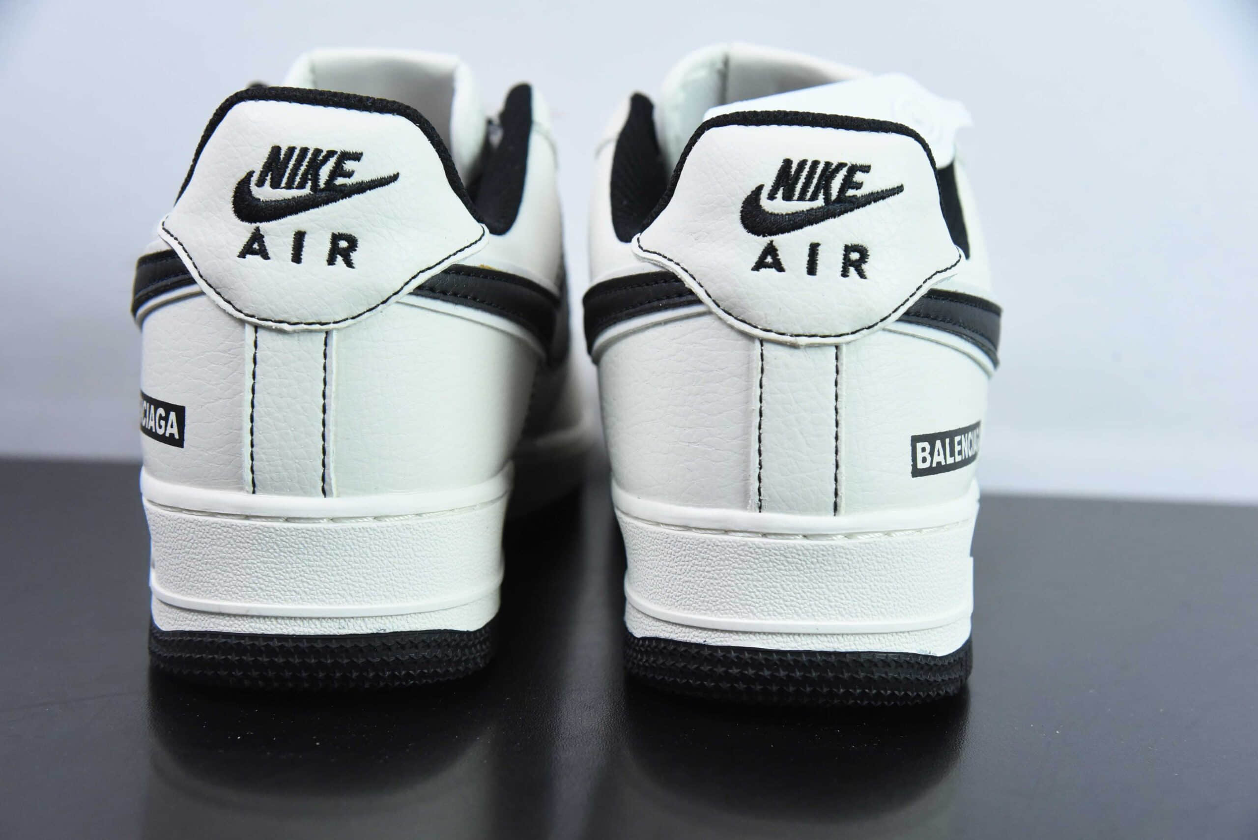耐克Nike Air Force 1 Low 07 x Balenciaga 巴黎世家联名米白黑三钩空军一号低帮休闲板鞋纯原版本 货号:FR0538-090