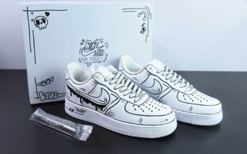 耐克Nike Air Force 1'07 Low 二次元黑白手绘富流油空军一号低帮休闲板鞋纯原版本 货号：CW2288-811