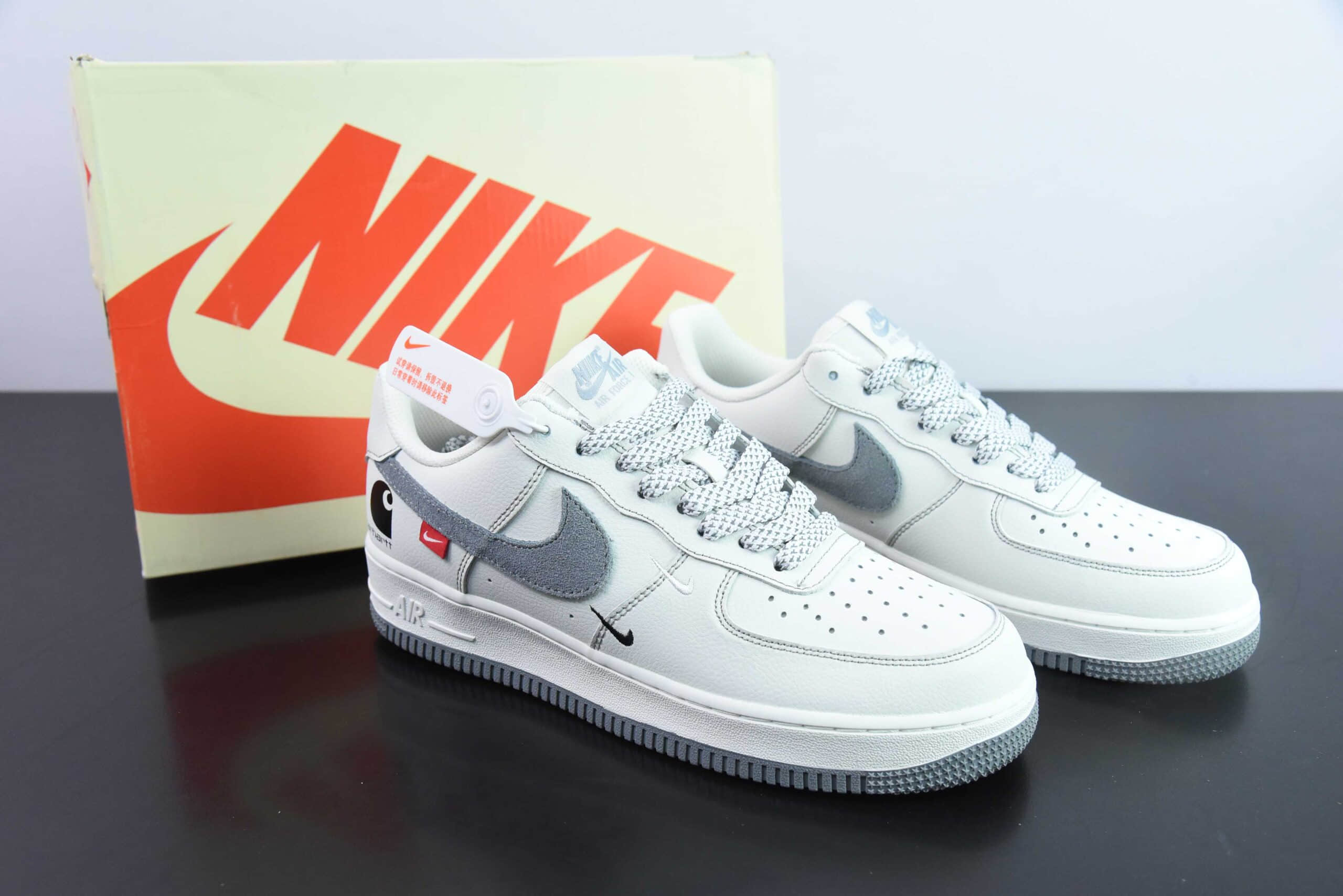 耐克Nike Air Force 1 Low 卡哈特白灰勾灰底空军一号低帮运动休闲板鞋纯原版本 货号:KH-769833