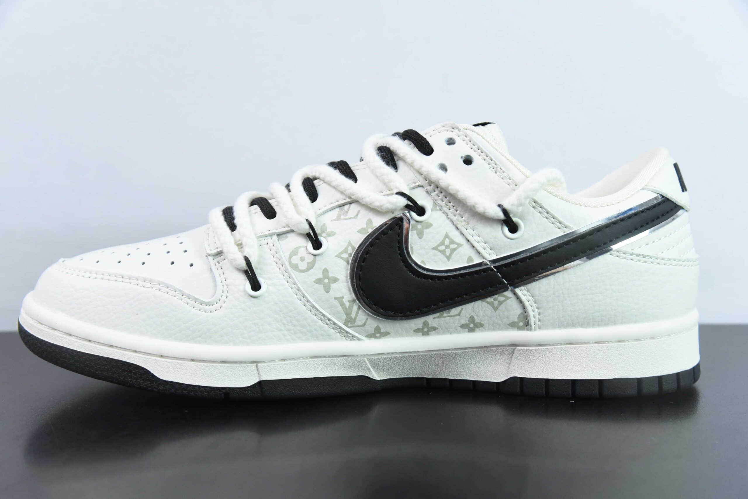 耐克Nike SB Dunk Low LV联名米白黑印花周年高端定制低帮休闲板鞋纯原版本 货号:SJ2068-243