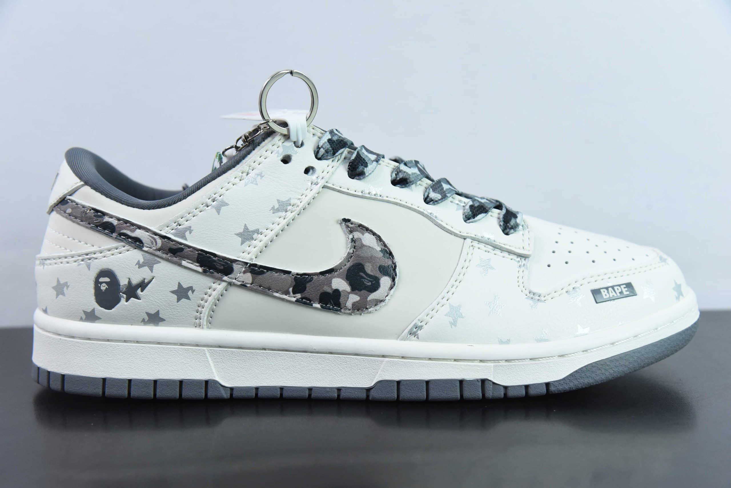 耐克Nike SB Dunk Low BAPE联名米灰迷彩勾周年高端定制SB低帮休闲板鞋纯原版本 货号:DQ1098-351