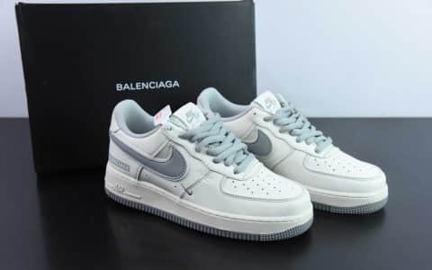 耐克Nike BALENCIAGA x Nk Air Force 1'07 Low 巴黎世家联名三勾米灰空军一号低帮休闲板鞋纯原版本 货号:FR0538-091