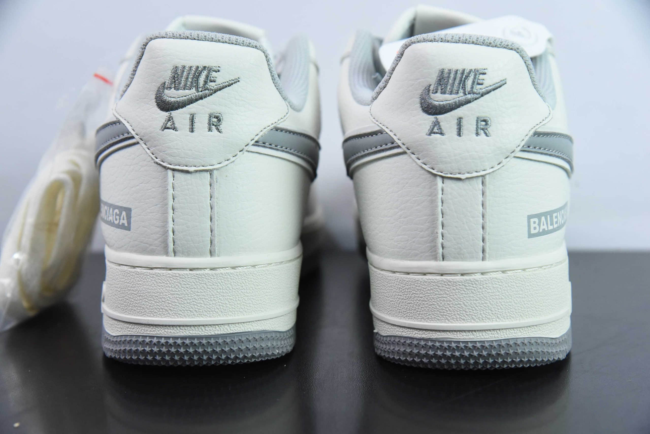 耐克Nike BALENCIAGA x Nk Air Force 1'07 Low 巴黎世家联名三勾米灰空军一号低帮休闲板鞋纯原版本 货号:FR0538-091