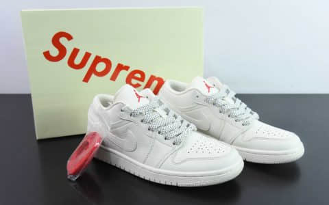 乔丹Supreme x Air Jordan 1 Low AJ1Supreme联名白天使高端定制低帮复古文化板鞋纯原版本 货号：WG8850-002