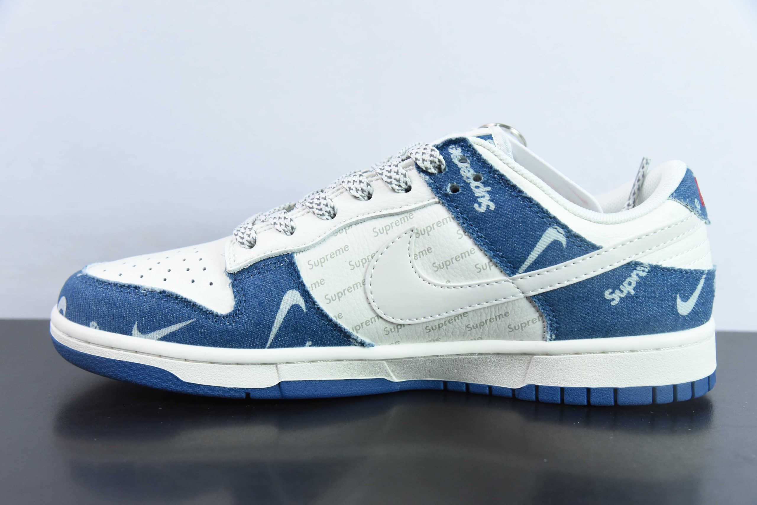 耐克Nike Dunk Low Supreme联名弹幕蓝牛仔周年高端定制SB低帮休闲板鞋纯原版本 货号:FC1688-194