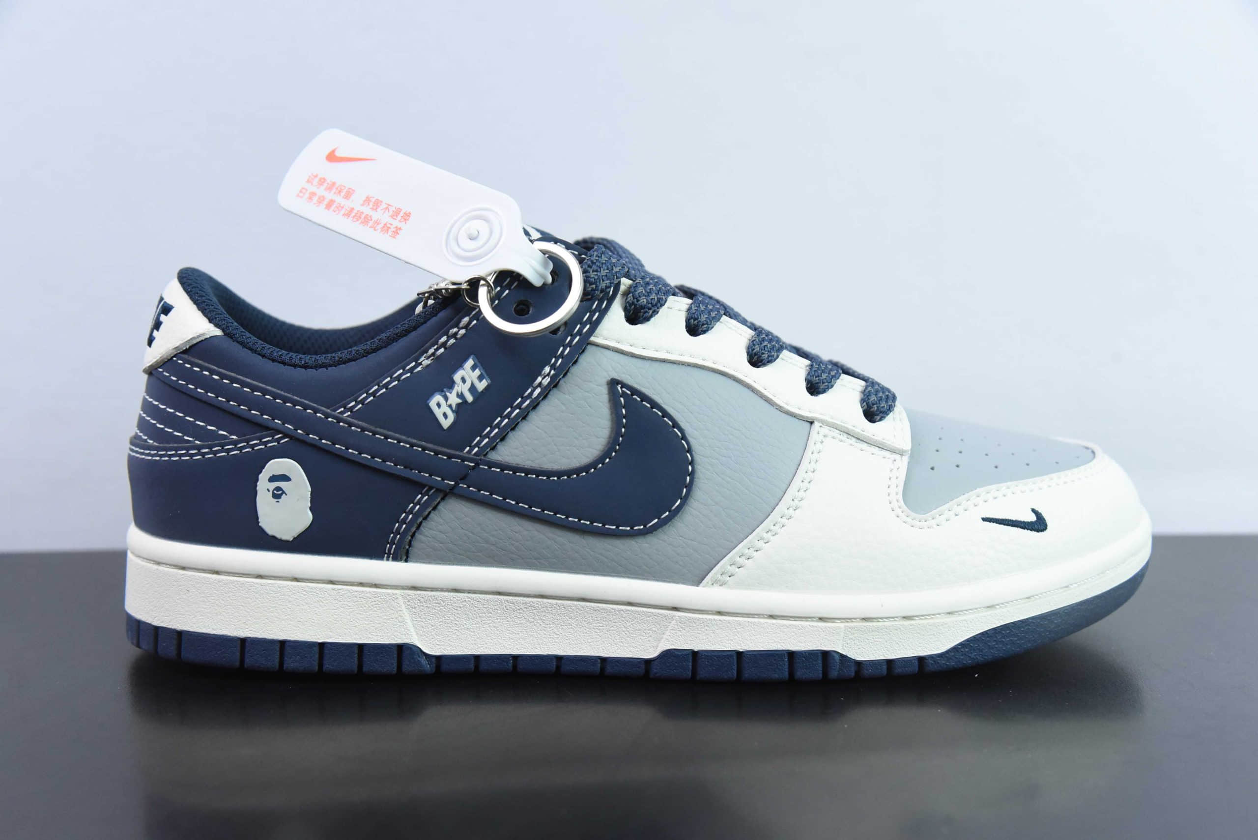 耐克Nike SB Dunk Low BAPE联名米蓝灰周年高端定制SB低帮休闲板鞋纯原版本 货号: BB8969-001