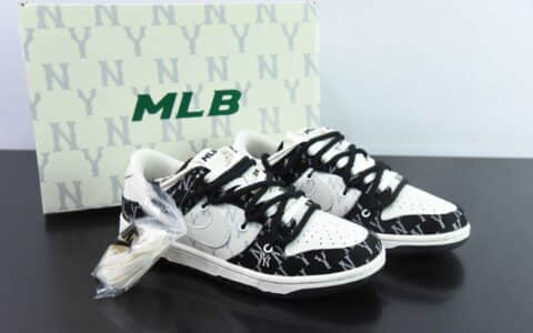 耐克Nike SB Dunk Low MLB黑白印花周年高端定制SB低帮休闲板鞋纯原版本 货号:SJ2068-251