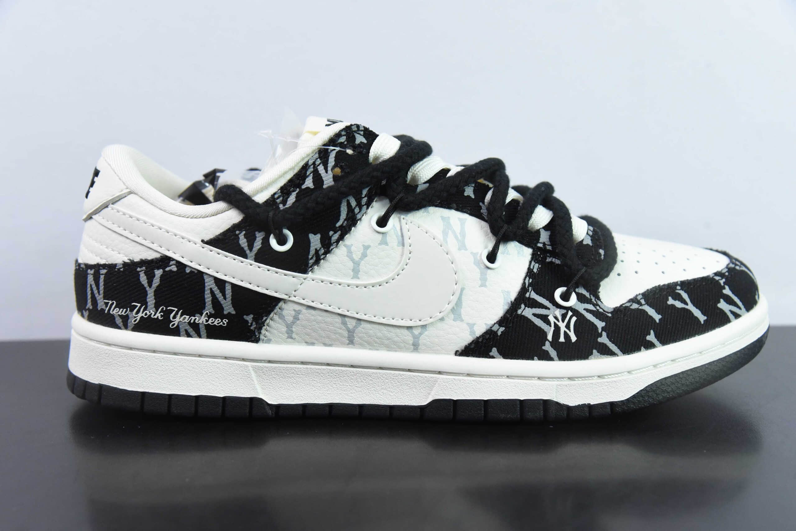 耐克Nike SB Dunk Low MLB黑白印花周年高端定制SB低帮休闲板鞋纯原版本 货号:SJ2068-251