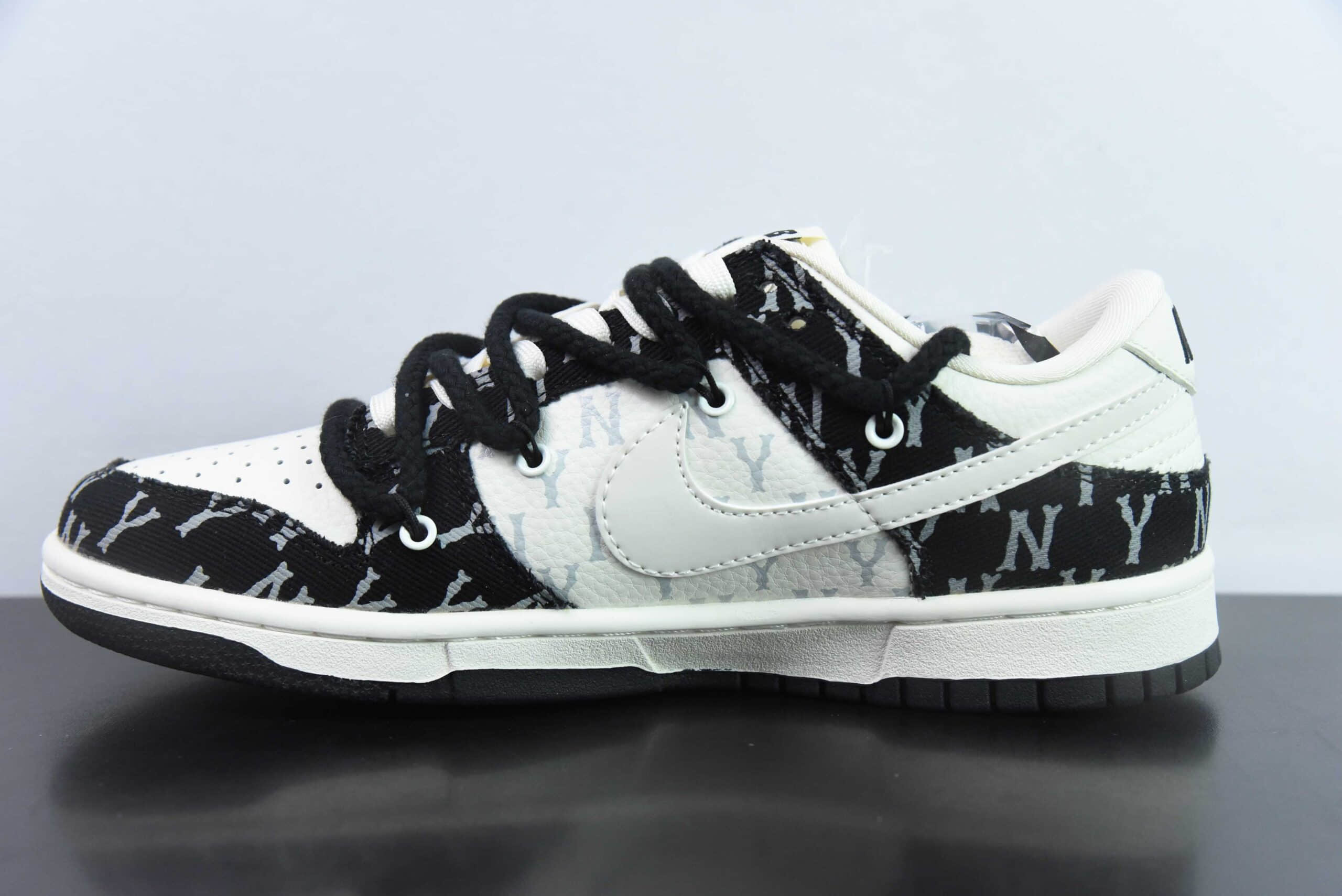 耐克Nike SB Dunk Low MLB黑白印花周年高端定制SB低帮休闲板鞋纯原版本 货号:SJ2068-251
