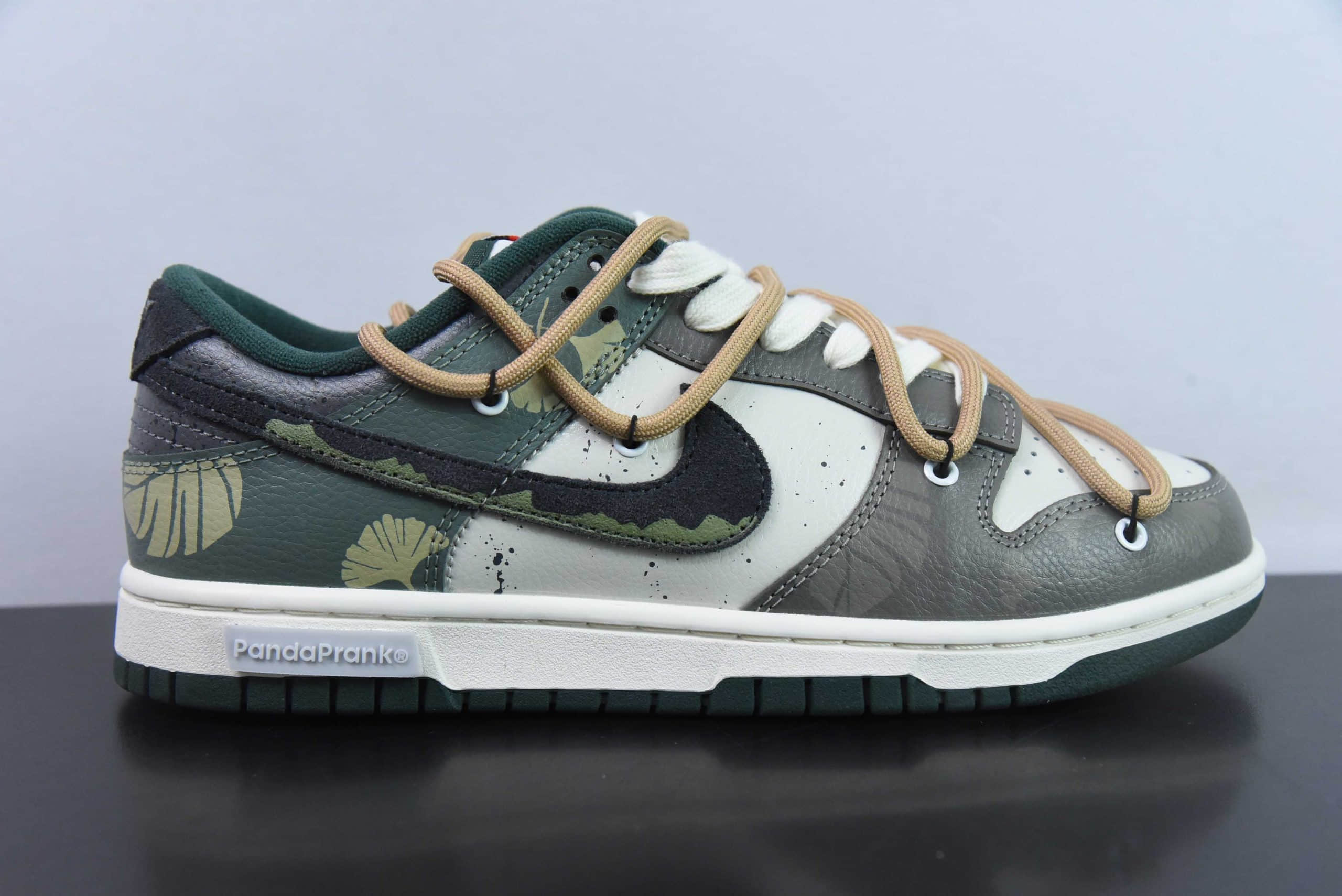 耐克Nike SB Dunk Low 熊猫恶作剧绿野浮渊解构抽绳SB低帮休闲滑板鞋纯原版本 货号:FD0350-133