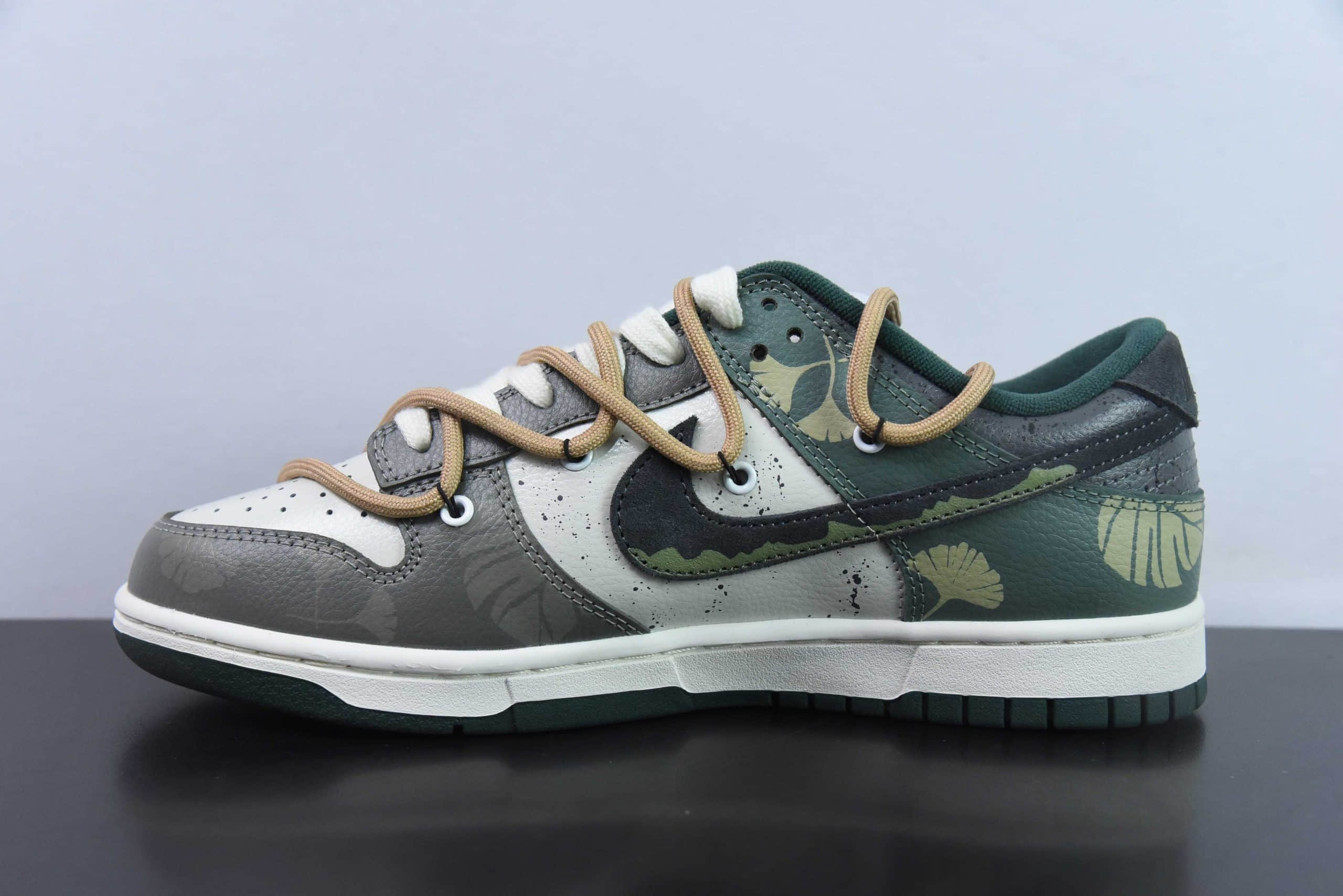 耐克Nike SB Dunk Low 熊猫恶作剧绿野浮渊解构抽绳SB低帮休闲滑板鞋纯原版本 货号:FD0350-133