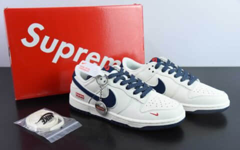 耐克Nike SB Dunk Low“Supreme巴黎世家联名米白蓝帆布SB低帮休闲滑板鞋纯原版本 货号:XX2025-310
